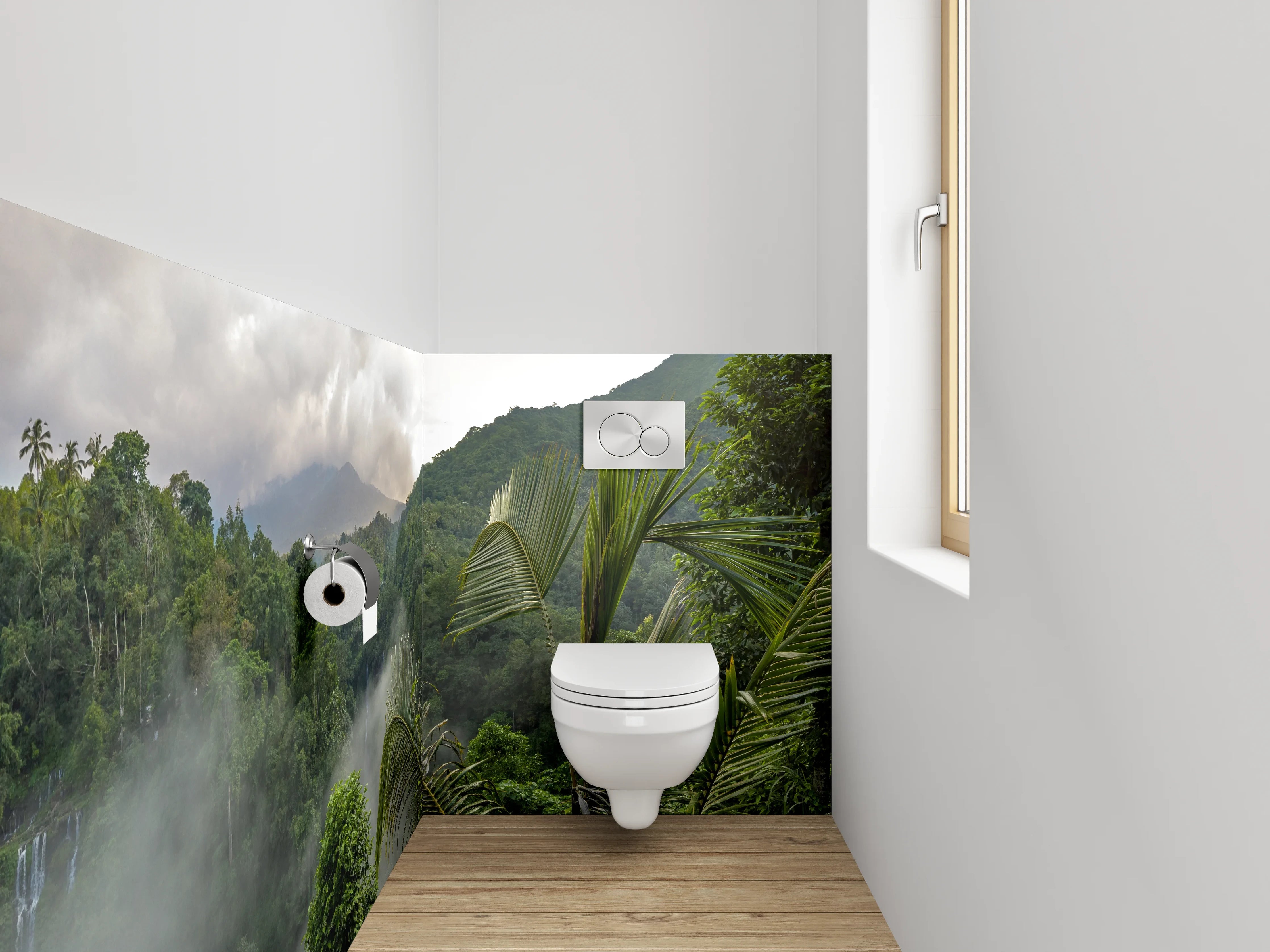 WC-Rückwand - Tropischer Dschungel mit Wasserfall