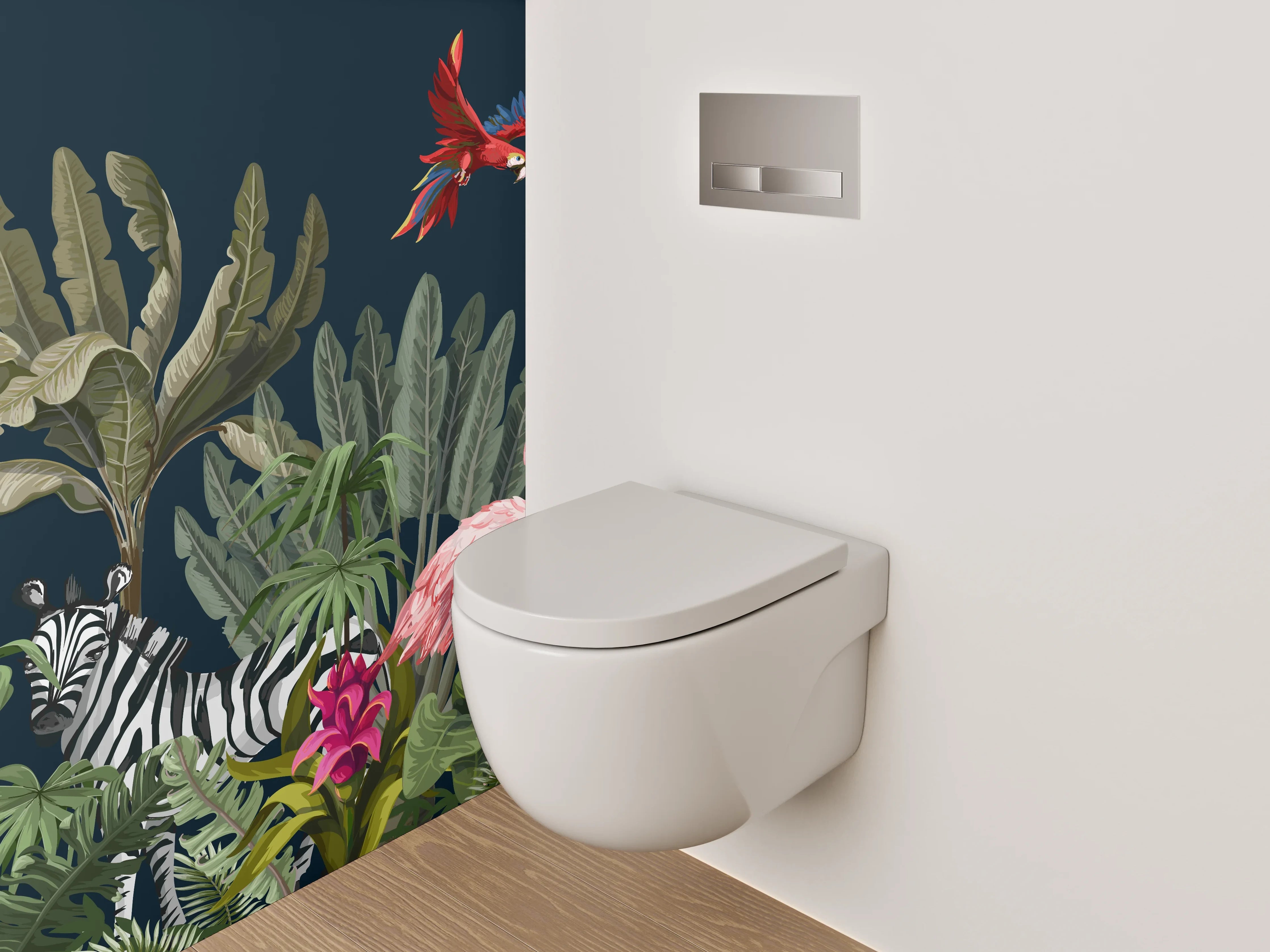 WC-Rückwand - Tropischer Dschungel mit exotischen Tieren