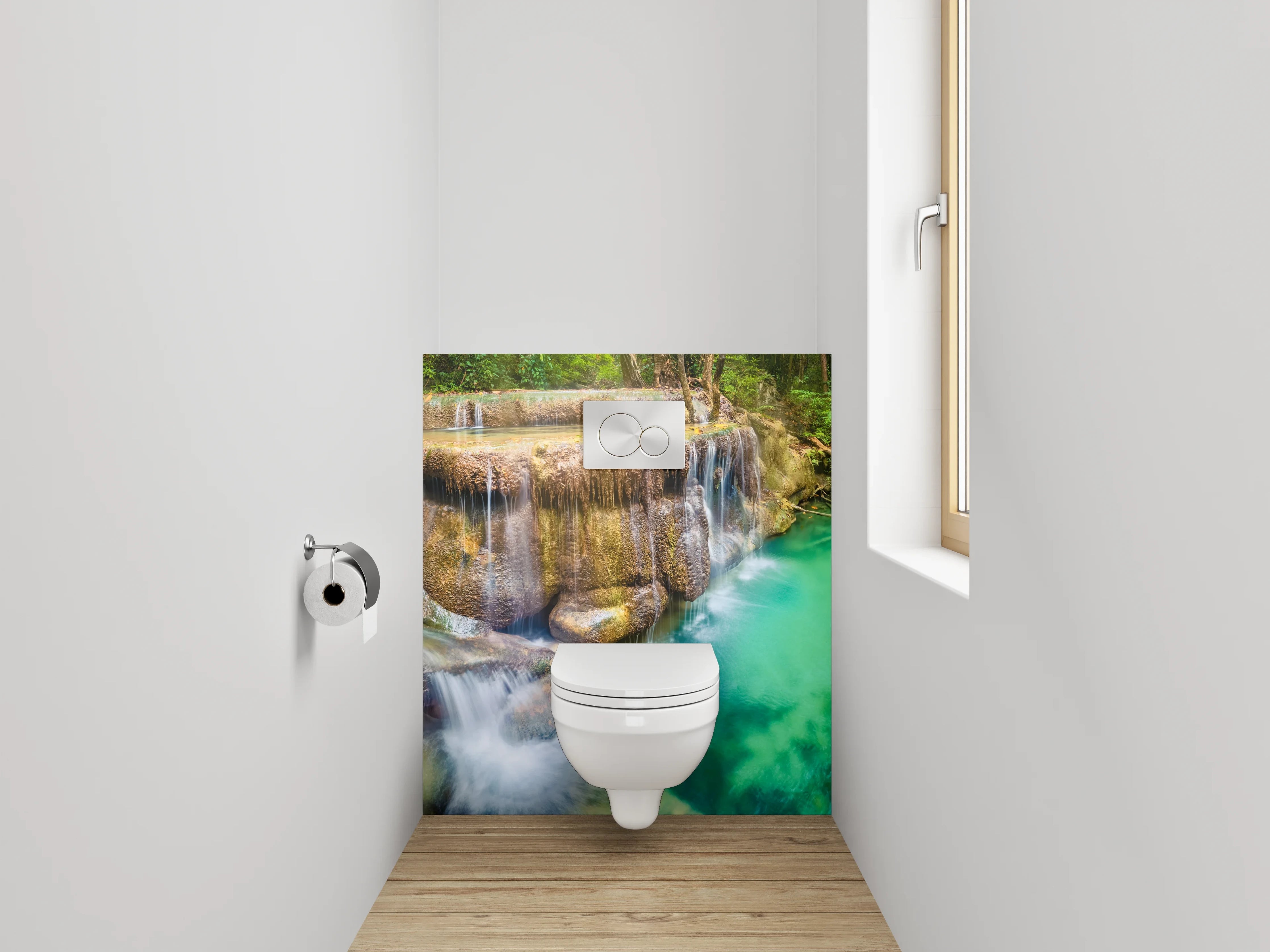 WC-Rückwand - Tropischer Wasserfall Panorama Fototapete