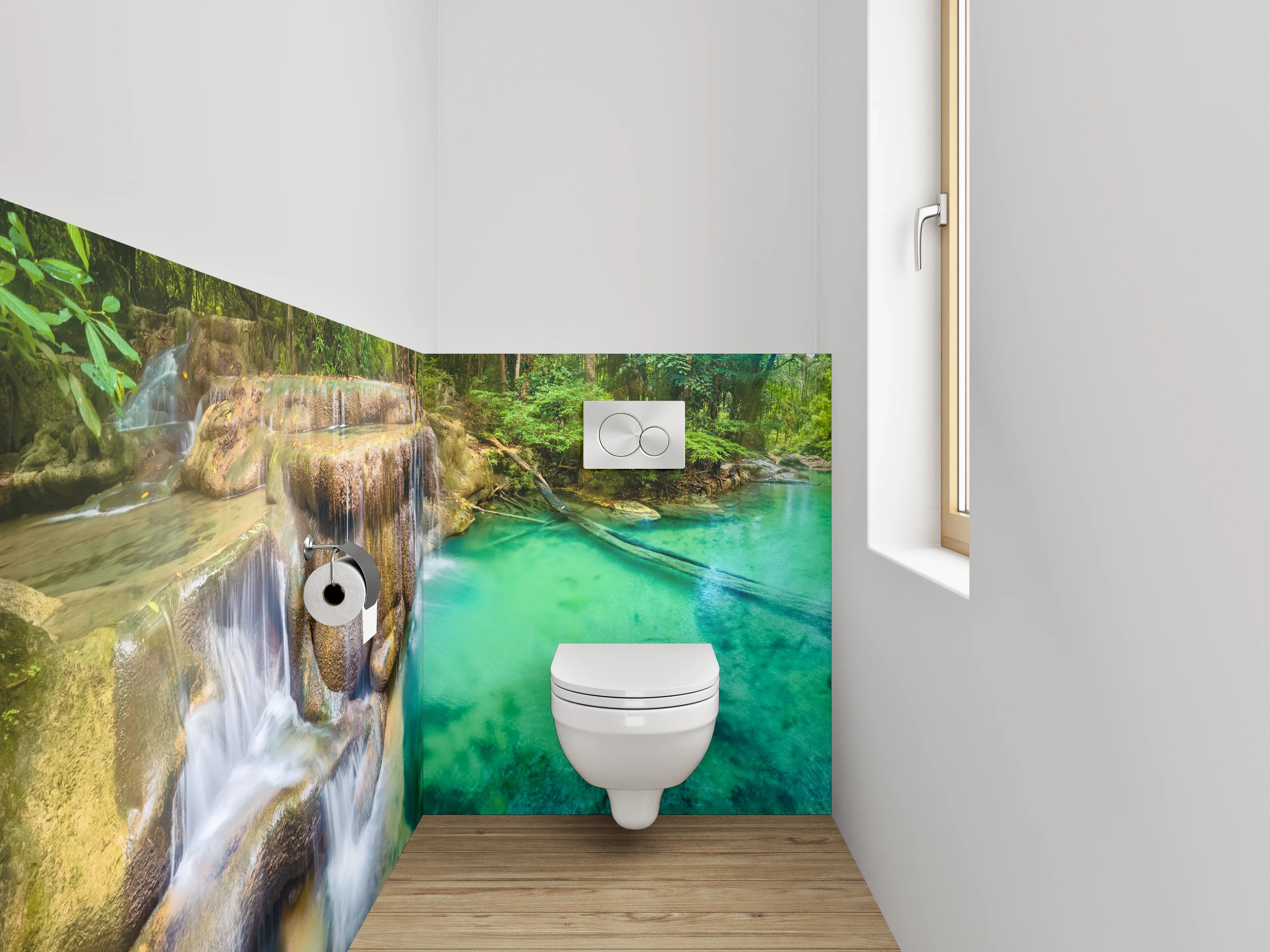 WC-Rückwand - Tropischer Wasserfall Panorama Fototapete