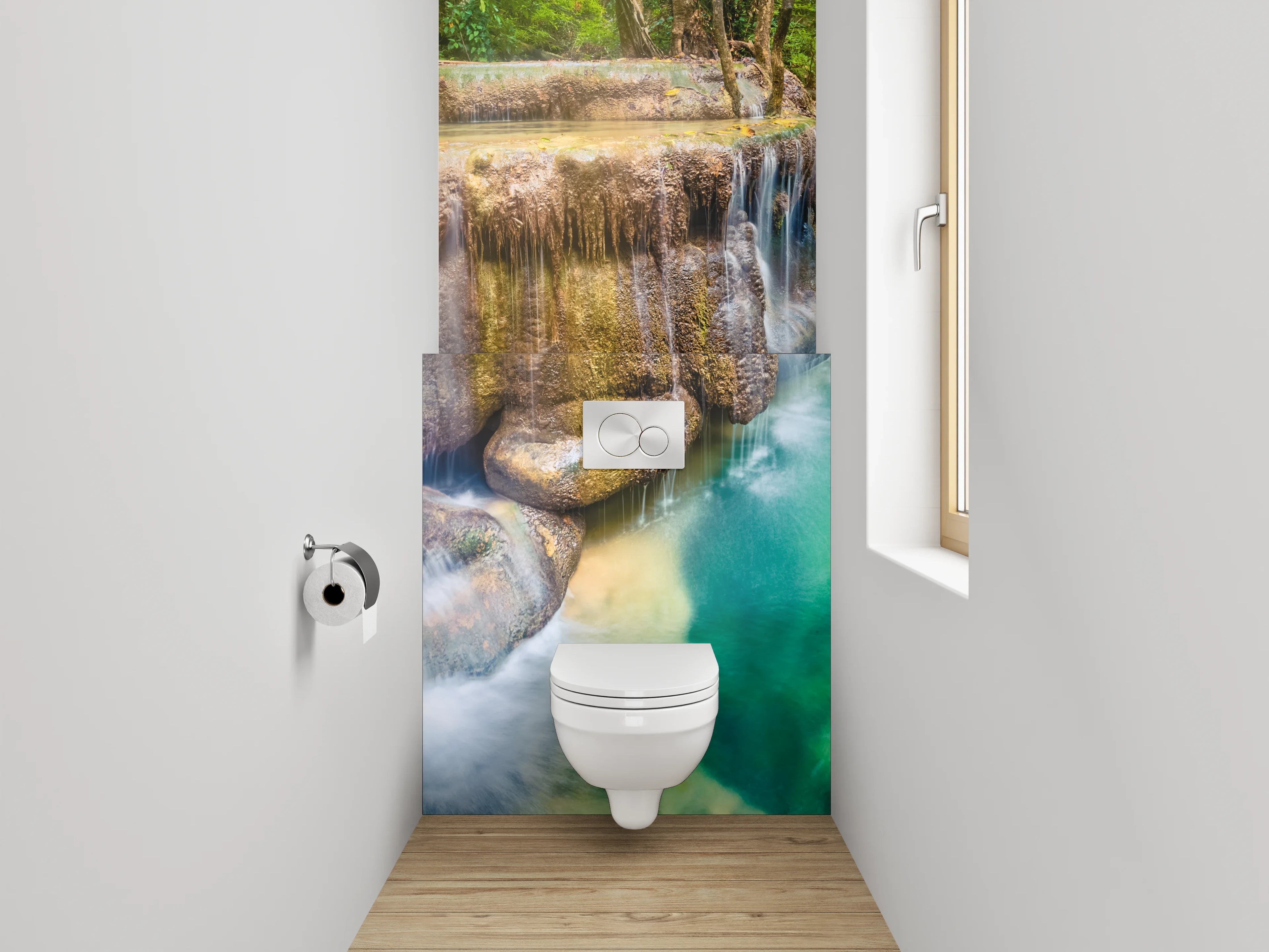 WC-Rückwand - Tropischer Wasserfall Panorama Fototapete
