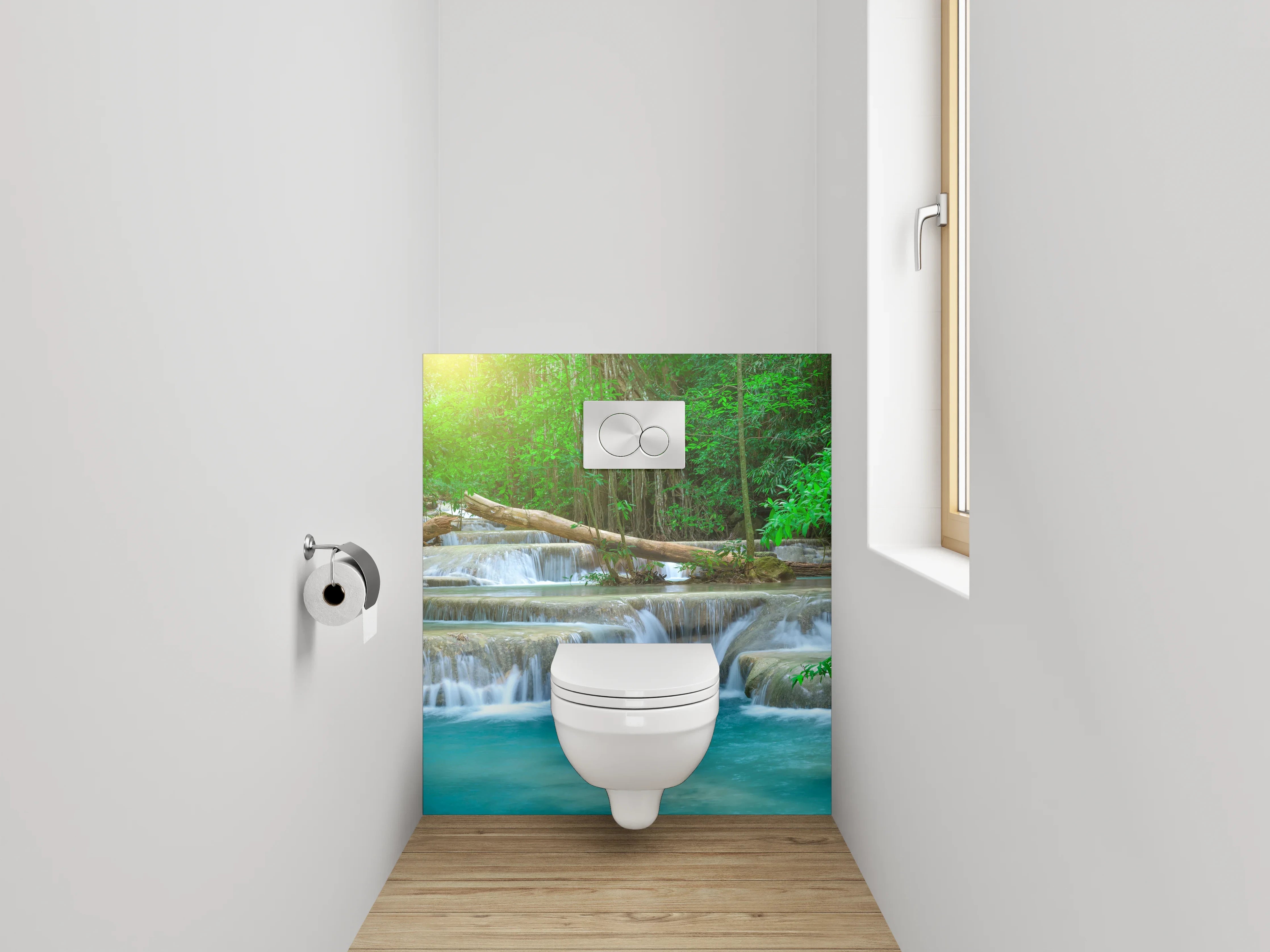 WC-Rückwand - Tropischer Wasserfall im Dschungel