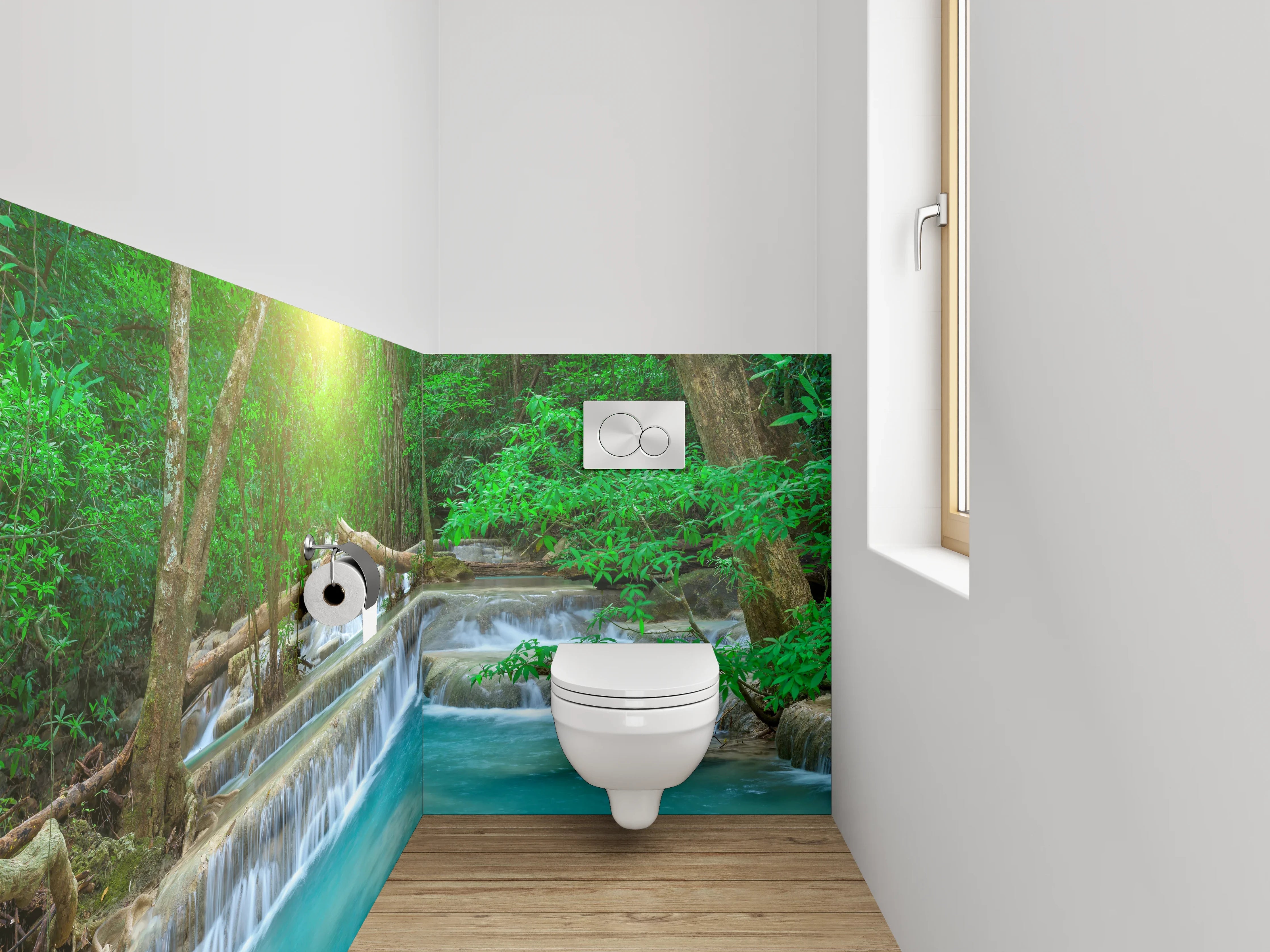 WC-Rückwand - Tropischer Wasserfall im Dschungel