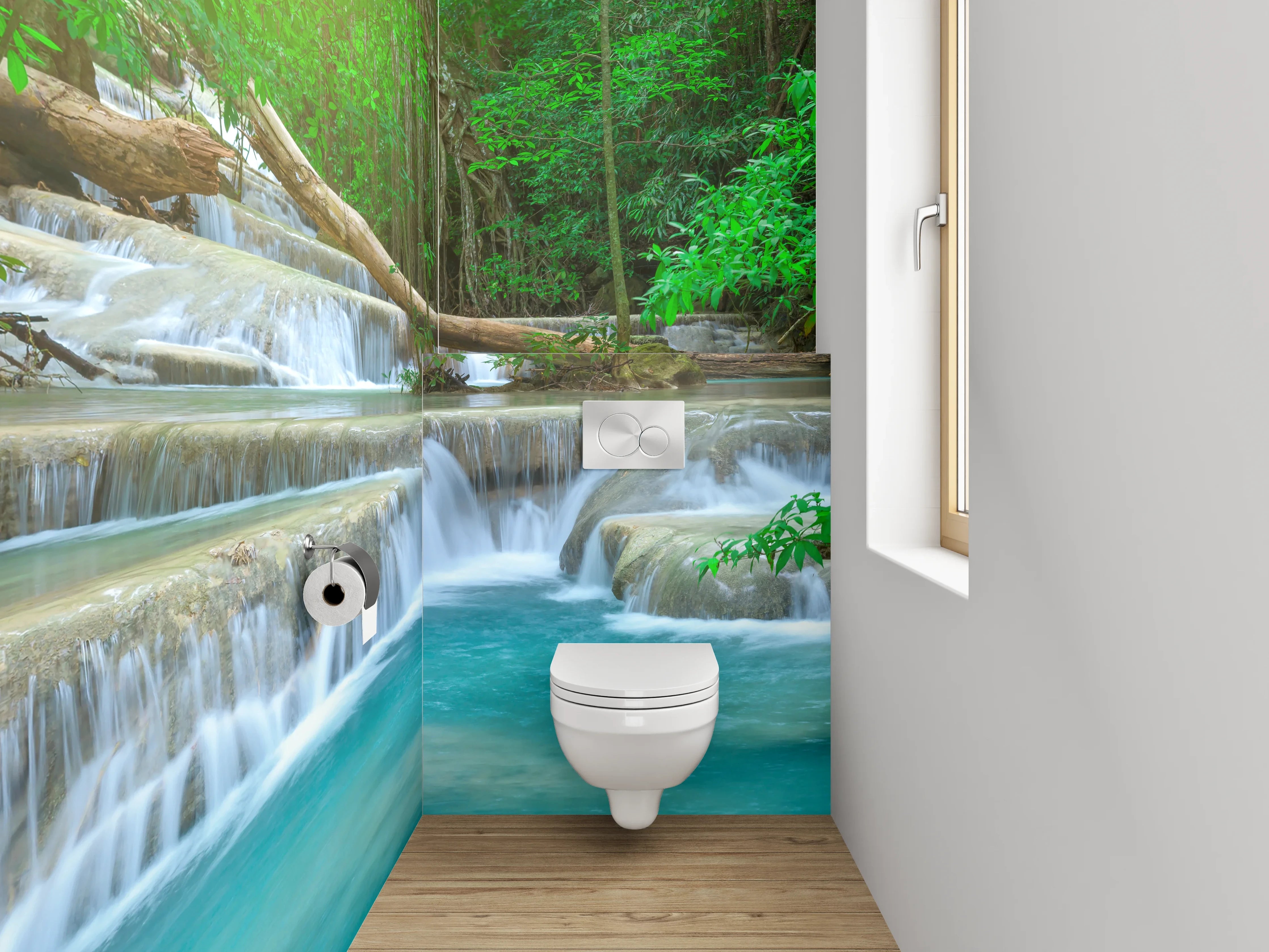 WC-Rückwand - Tropischer Wasserfall im Dschungel