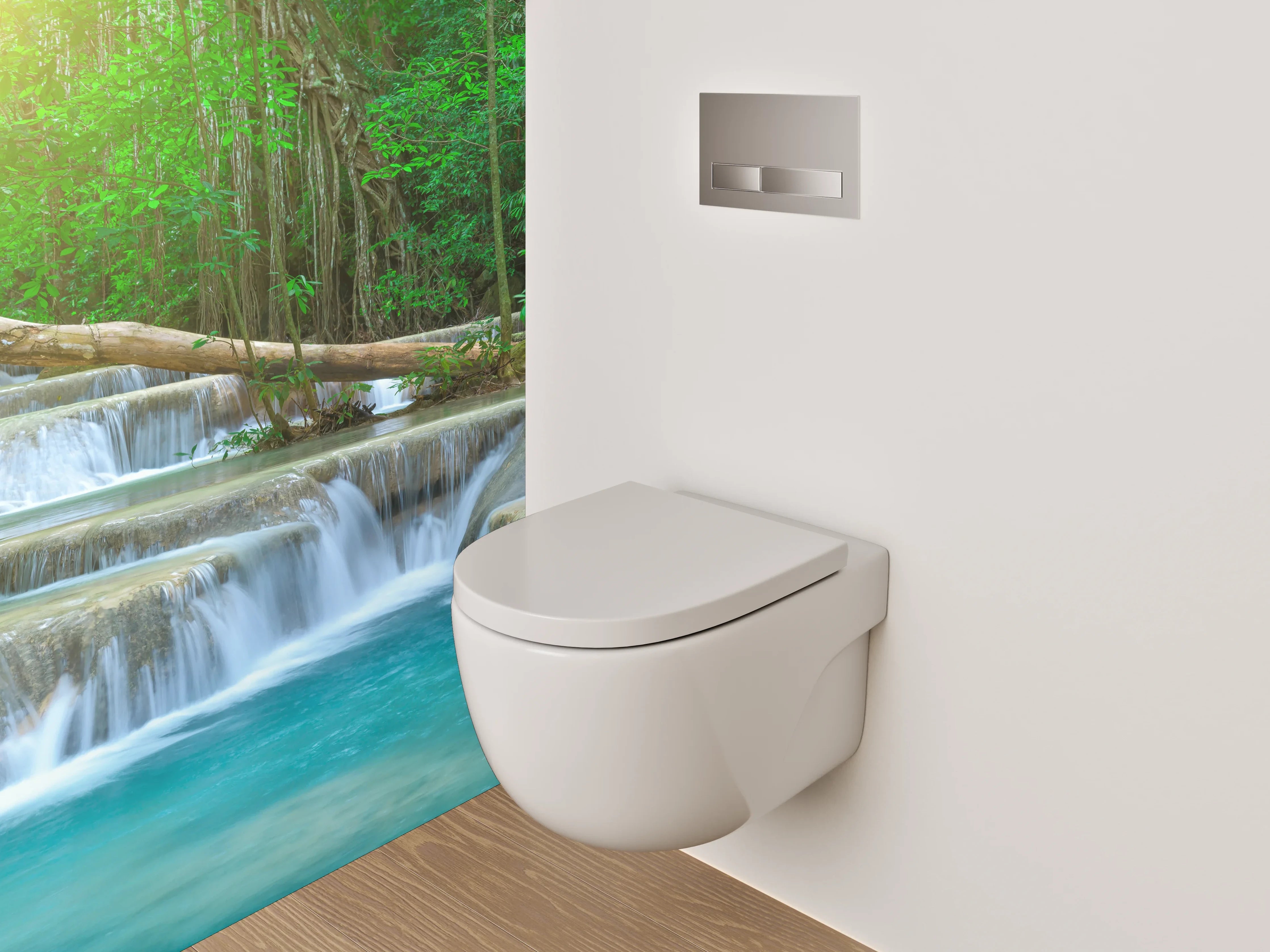 WC-Rückwand - Tropischer Wasserfall im Dschungel