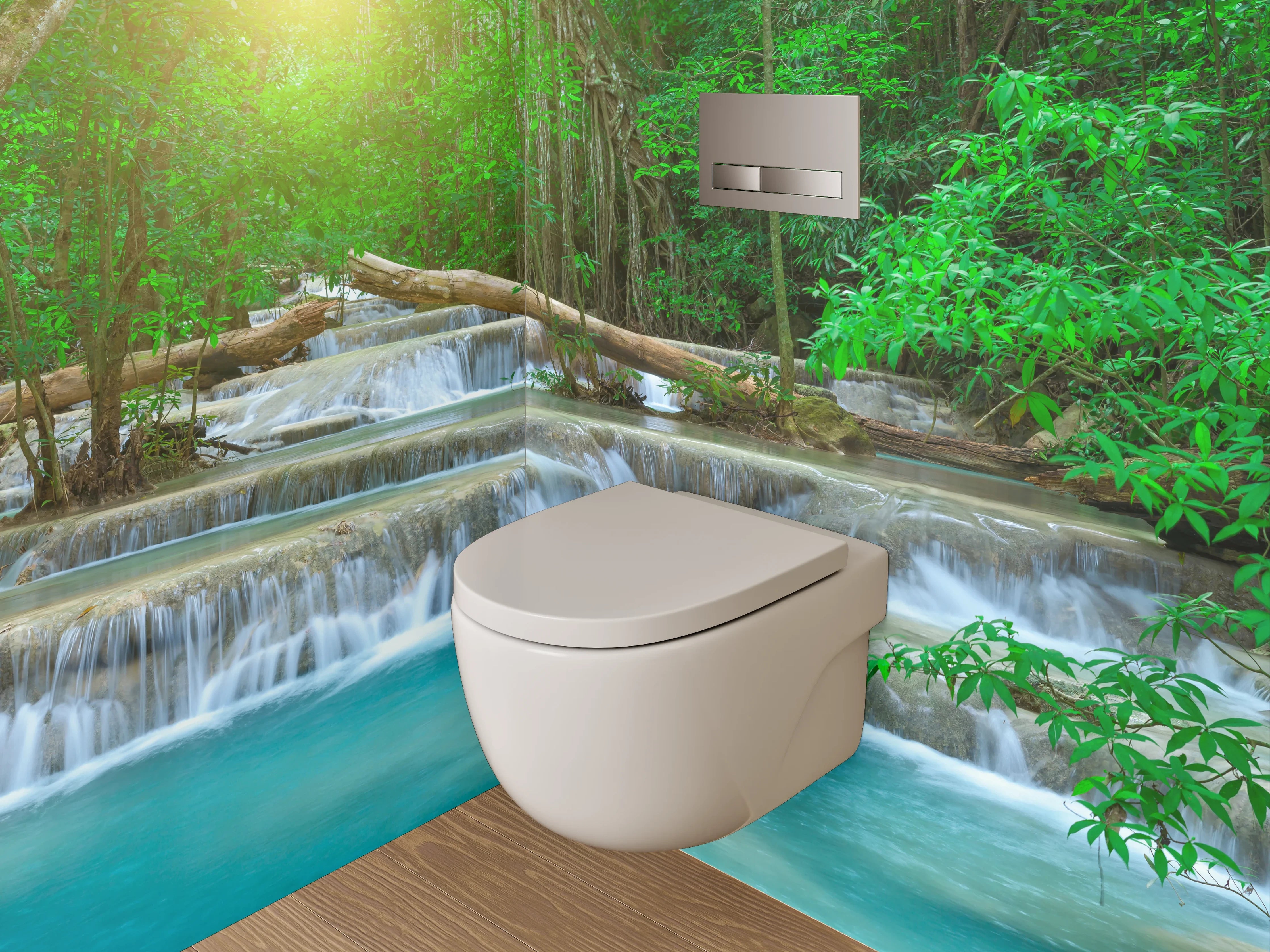 WC-Rückwand - Tropischer Wasserfall im Dschungel