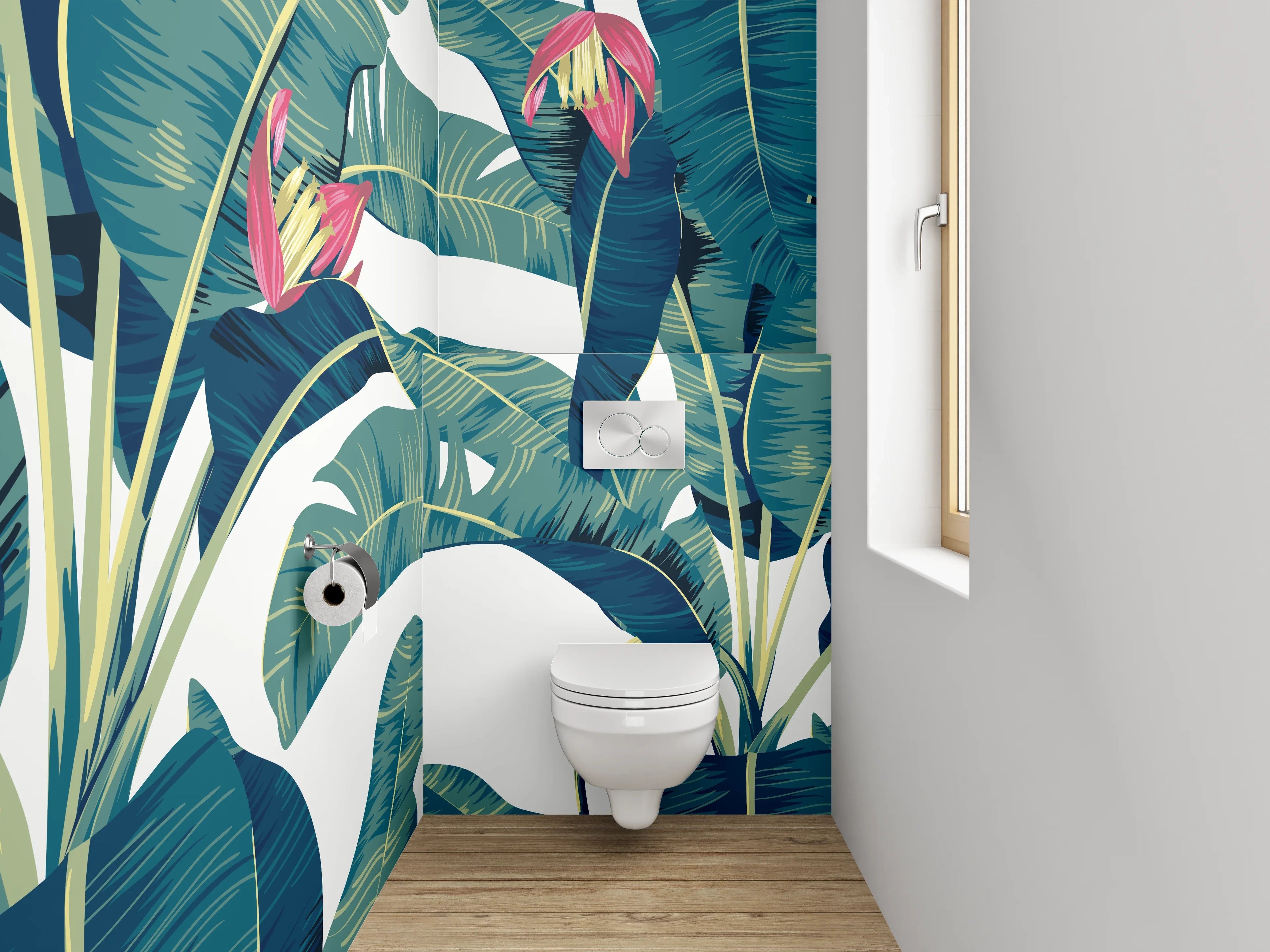 WC-Rückwand - Tropisches Bananenblatt-Design
