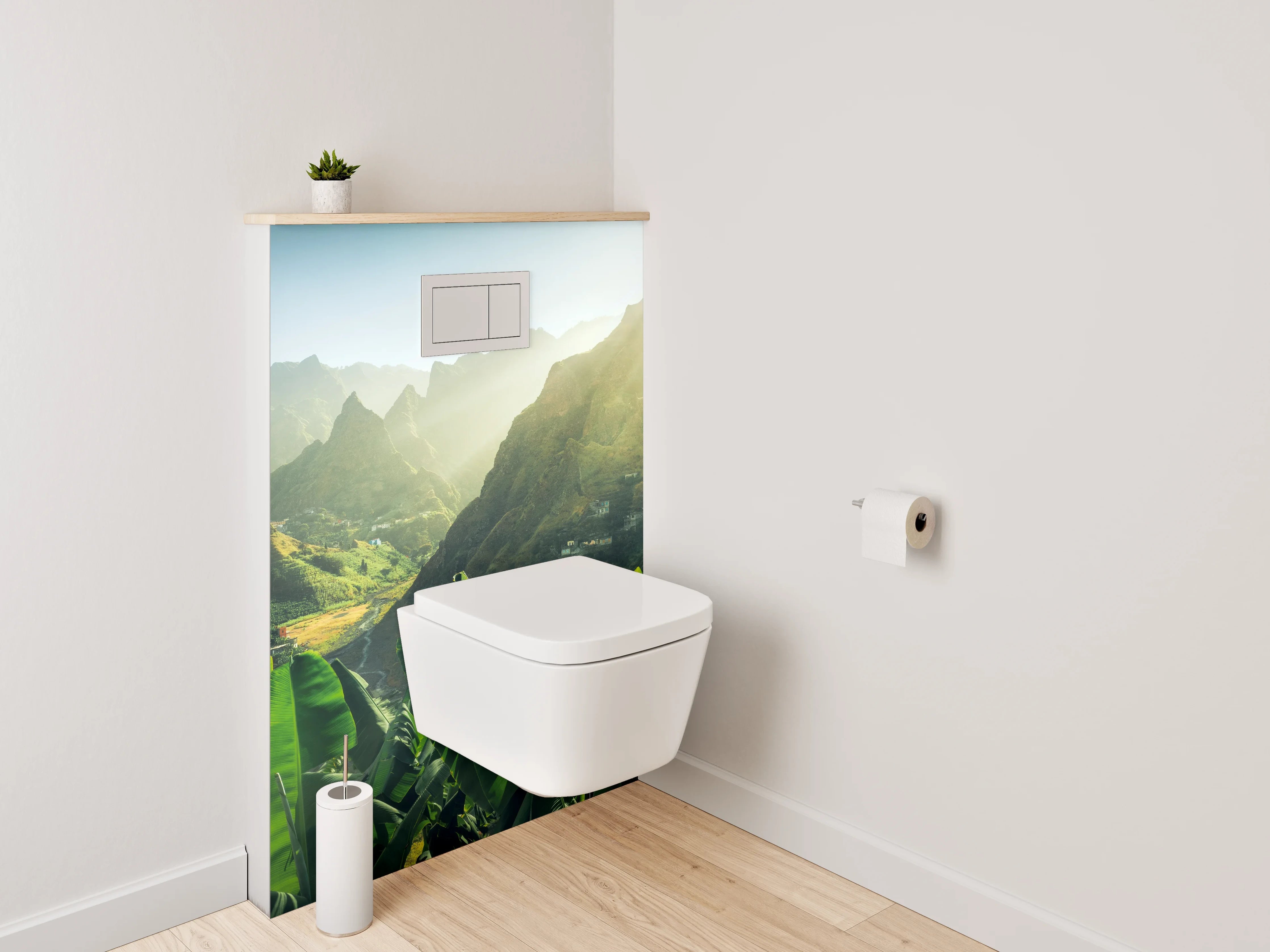 WC-Rückwand - Tropisches Bergtal Landschaft Sonnenstrahlen