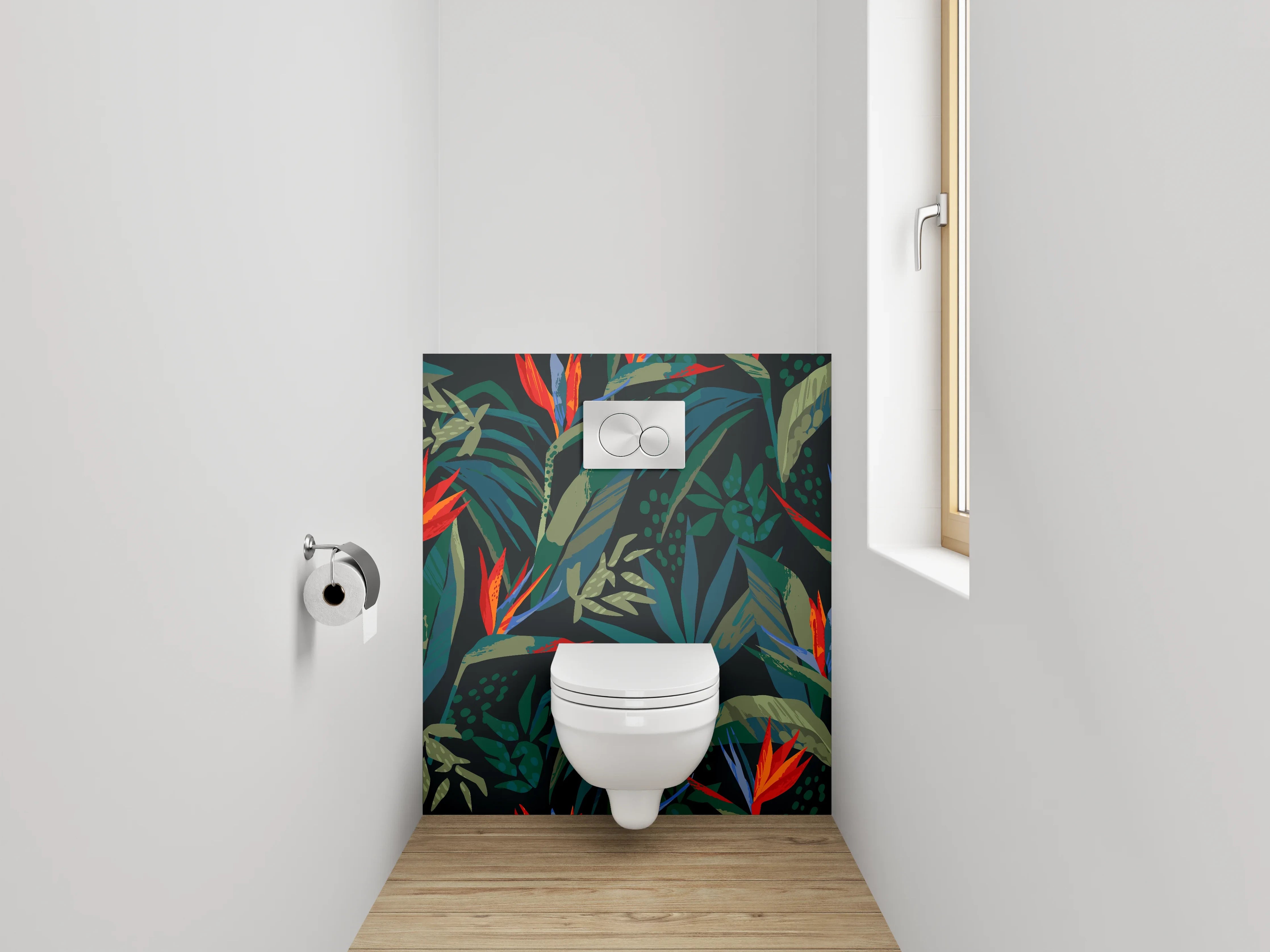 WC-Rückwand - Tropisches Blätter-Design Dschungelblumen