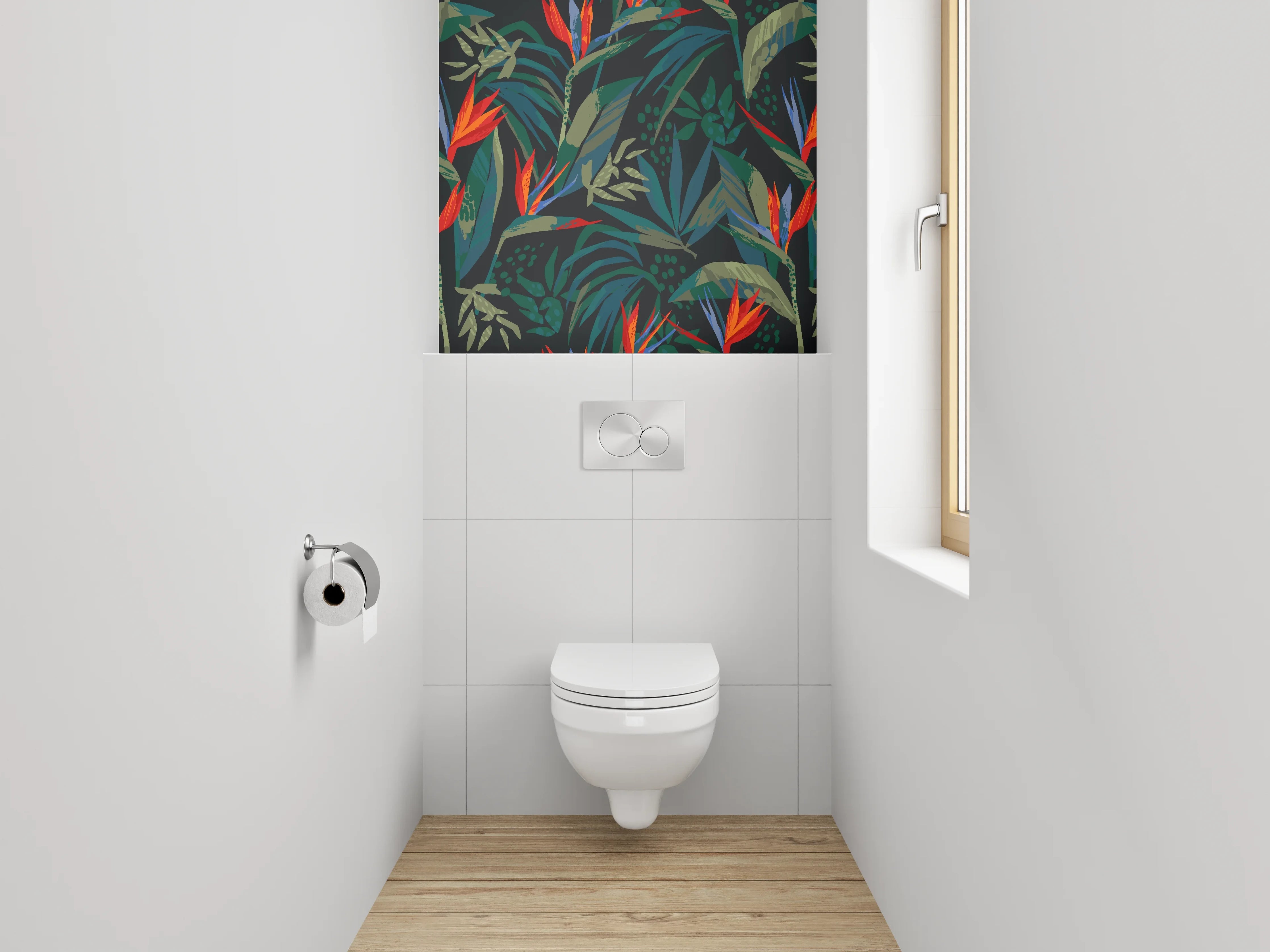 WC-Rückwand - Tropisches Blätter-Design Dschungelblumen