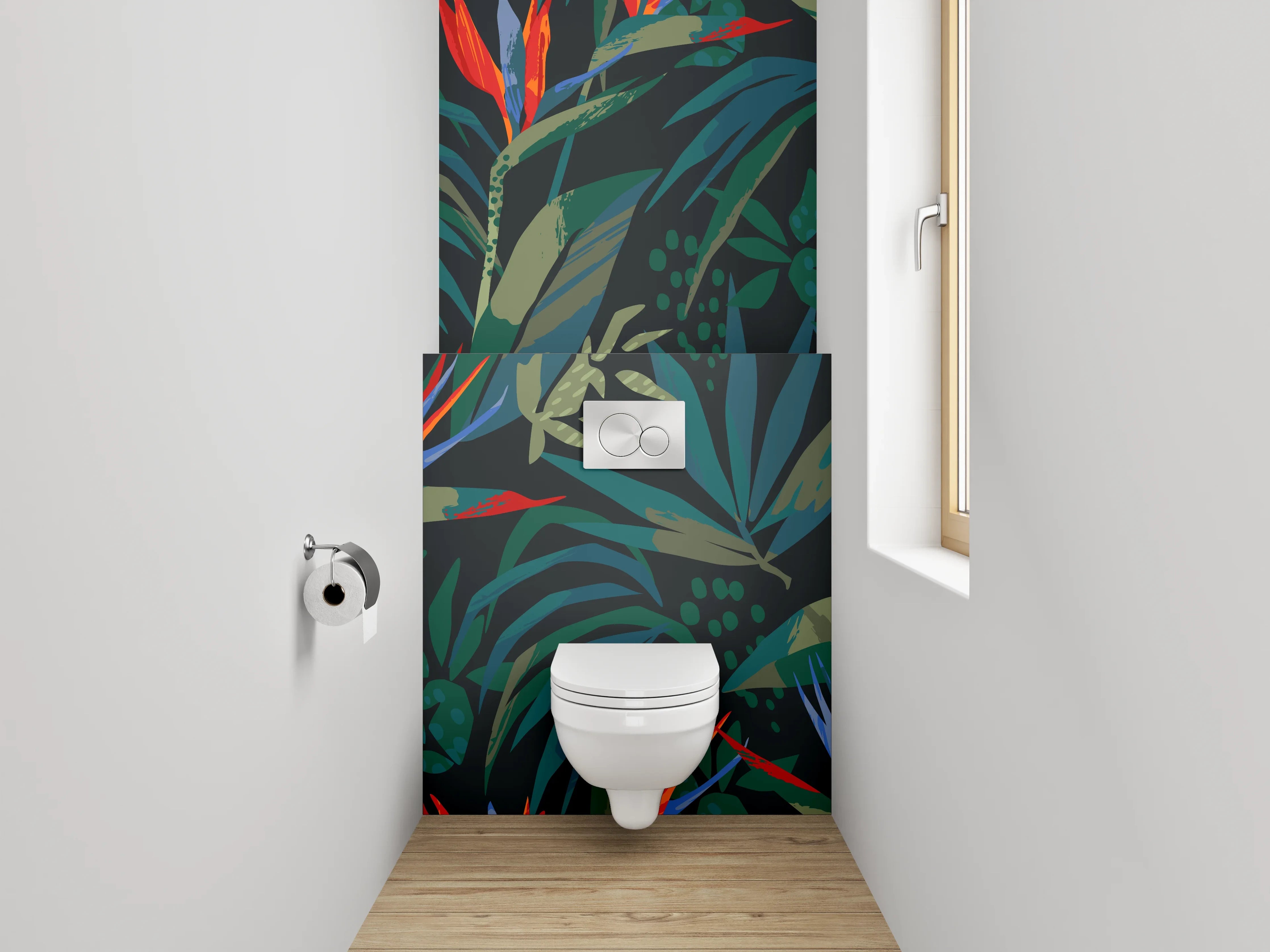 WC-Rückwand - Tropisches Blätter-Design Dschungelblumen