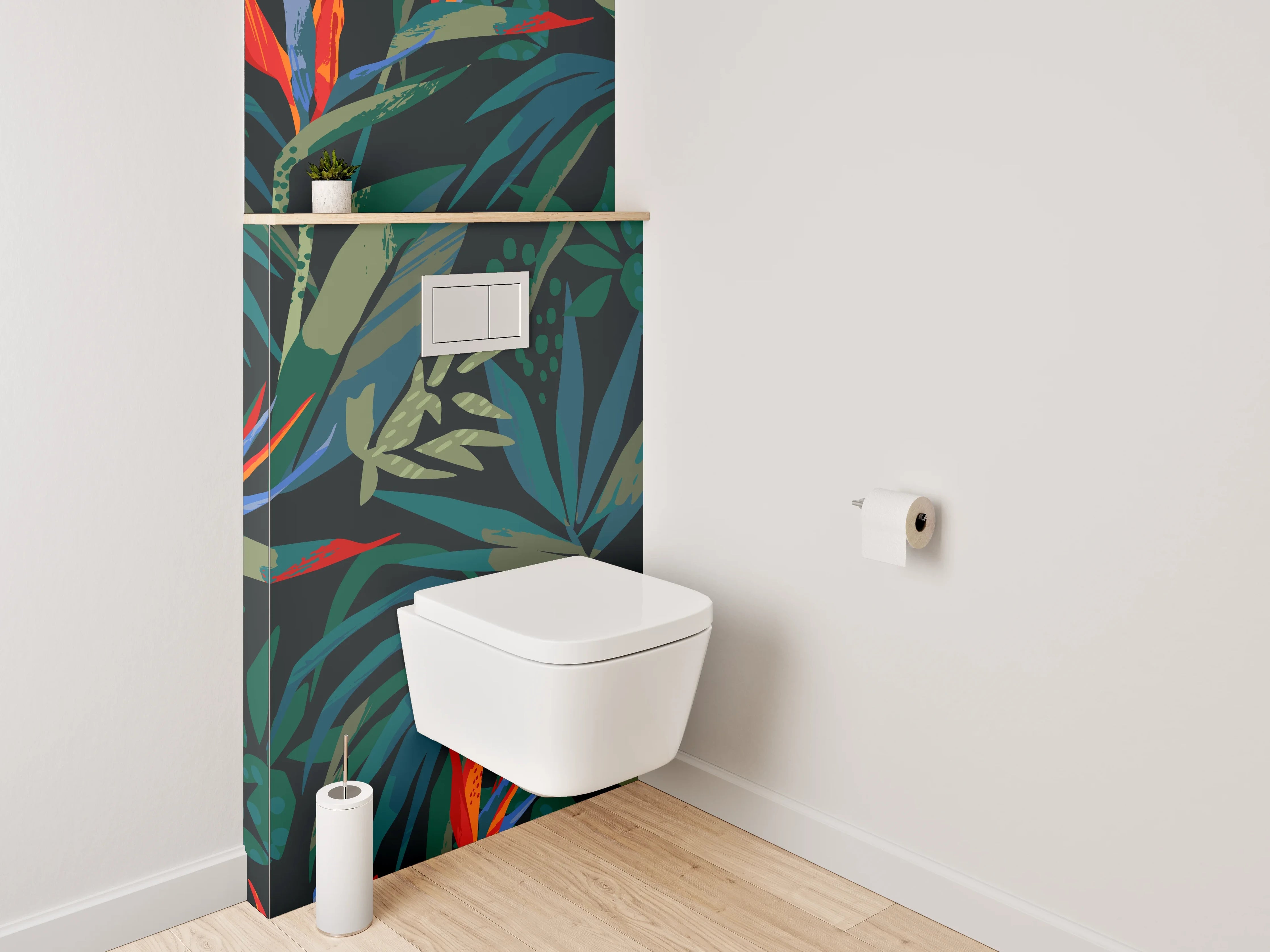 WC-Rückwand - Tropisches Blätter-Design Dschungelblumen