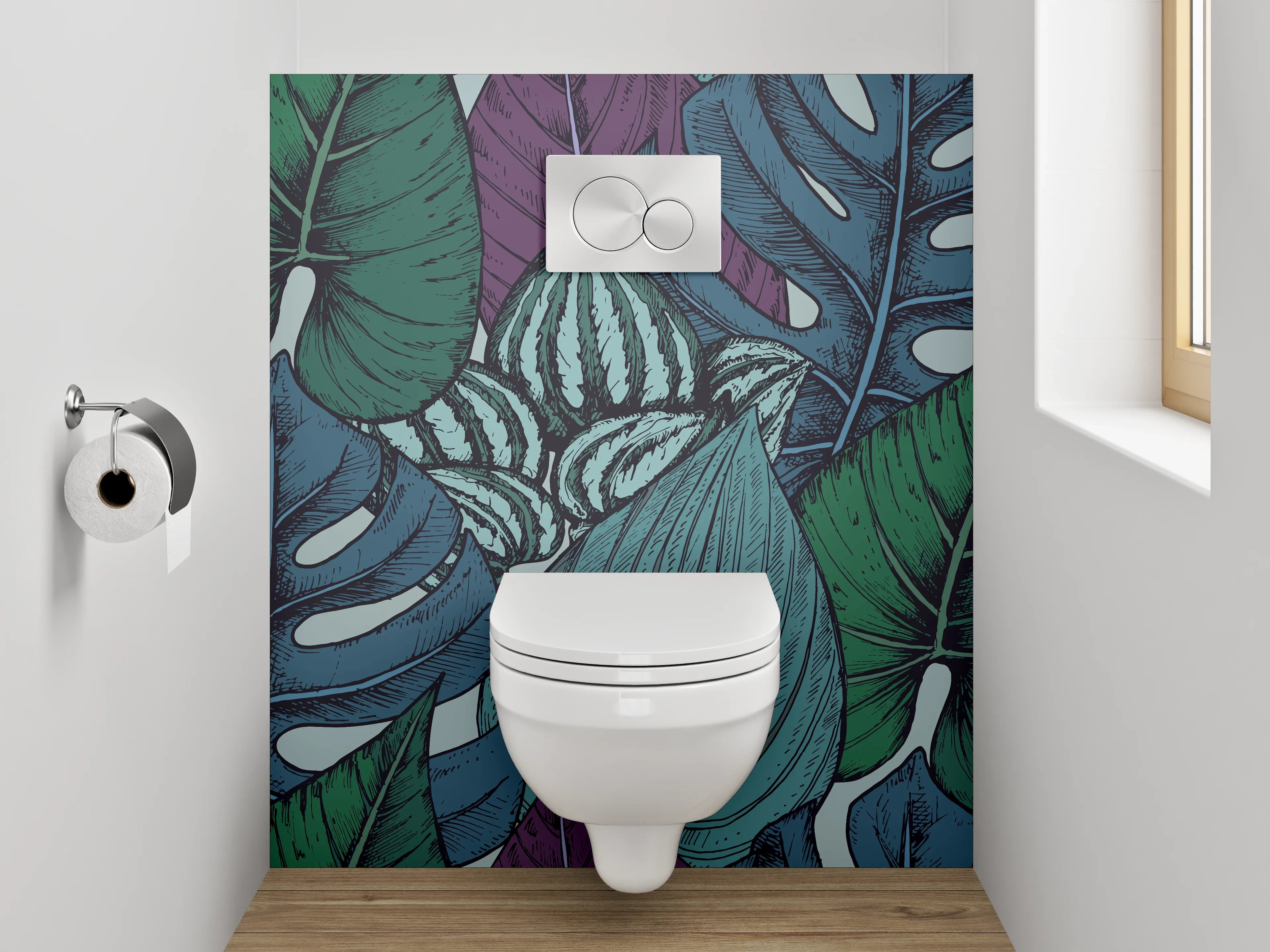 WC-Rückwand - Tropisches Blätter-Design Tapete