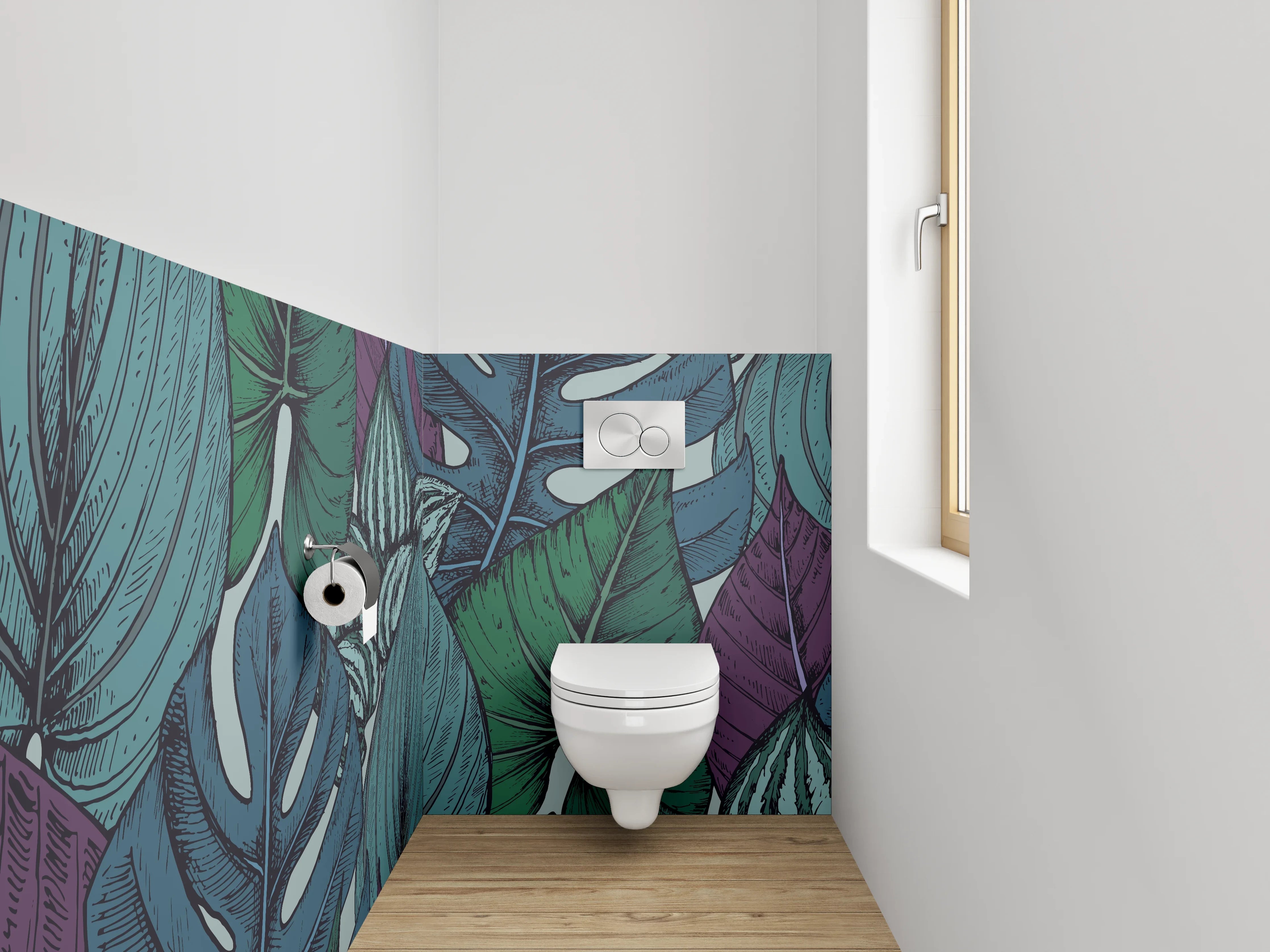 WC-Rückwand - Tropisches Blätter-Design Tapete