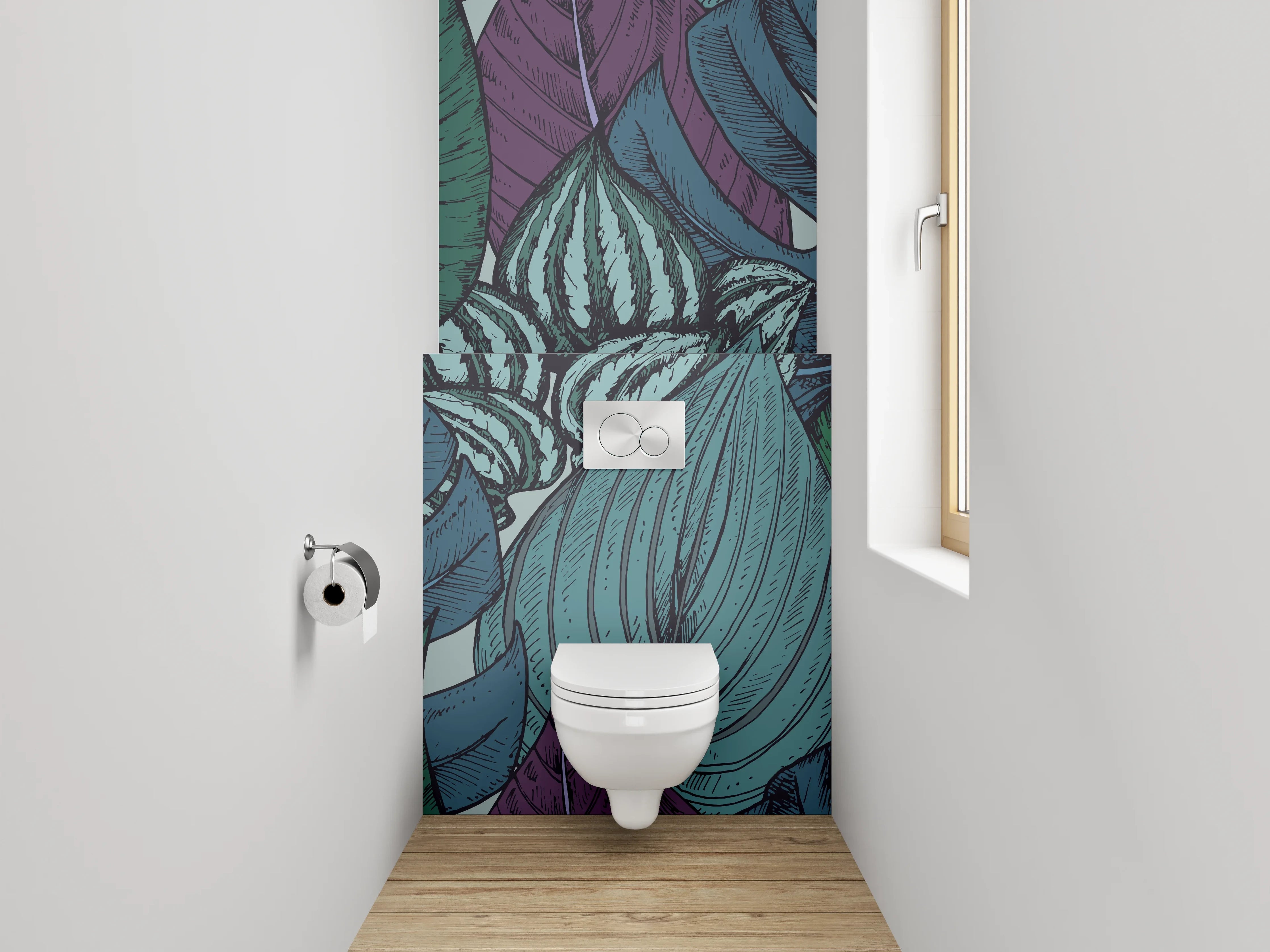 WC-Rückwand - Tropisches Blätter-Design Tapete