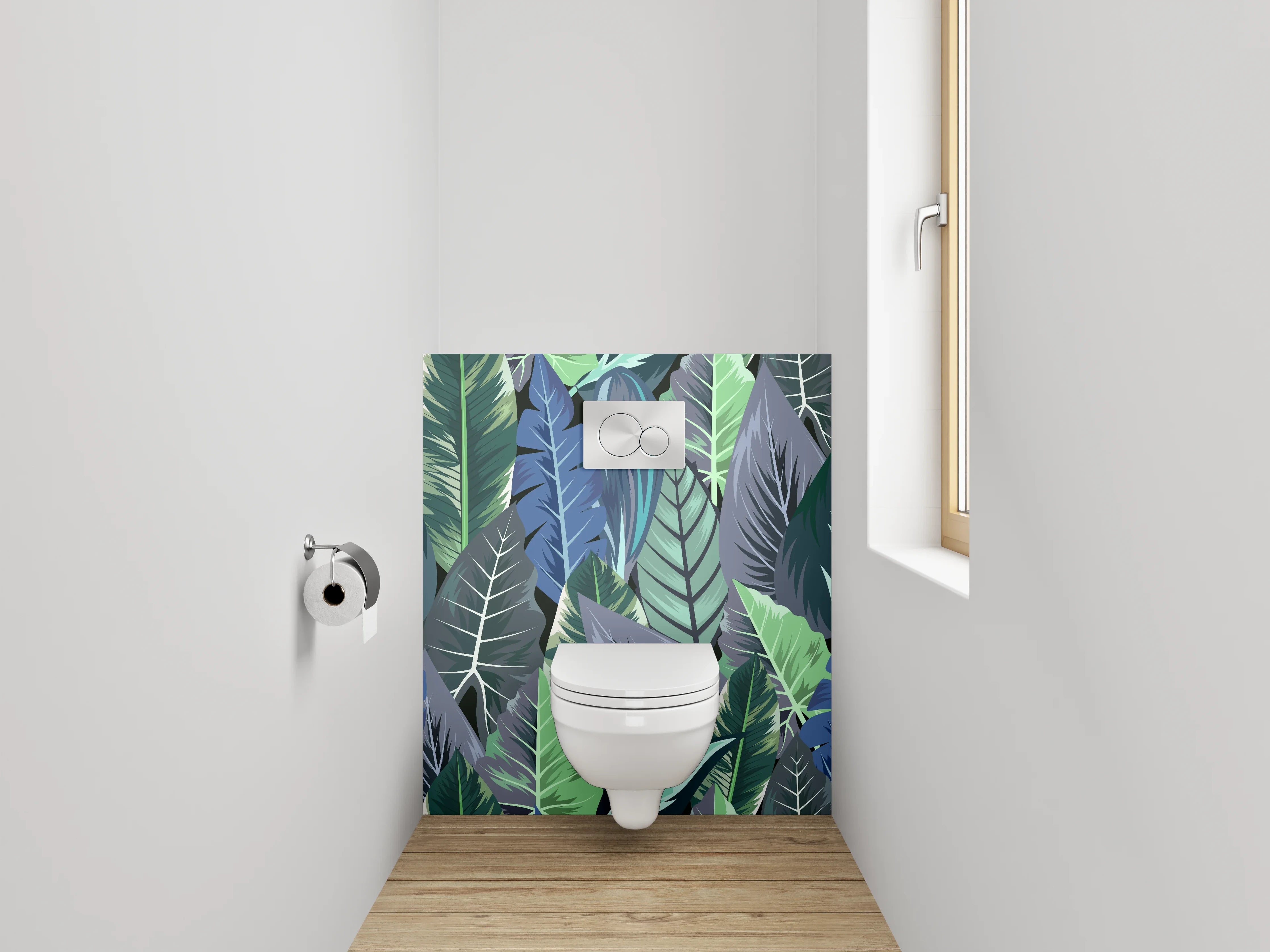 WC-Rückwand - Tropisches Blätter-Muster Illustration