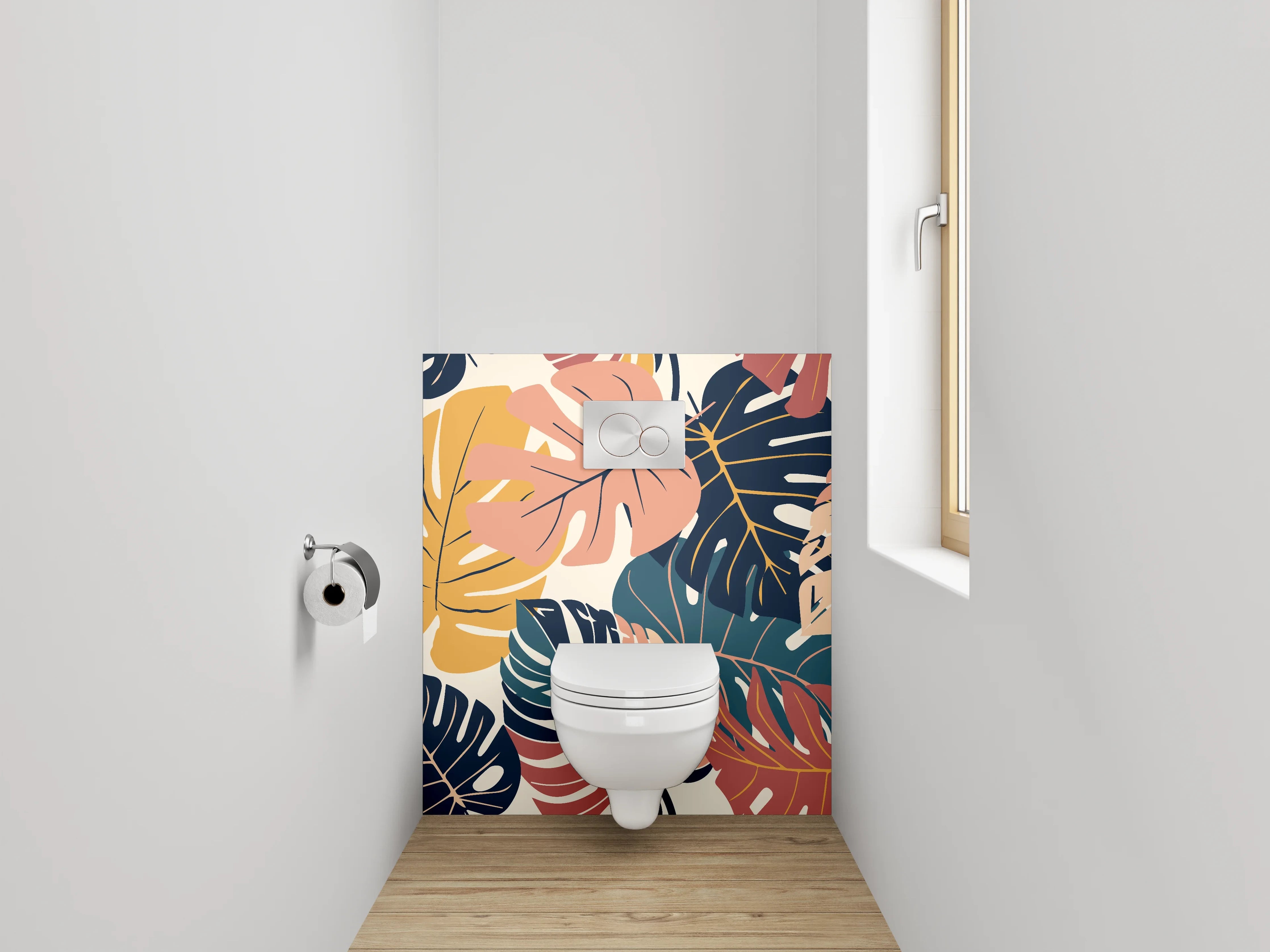 WC-Rückwand - Tropisches Blätter-Muster Modern