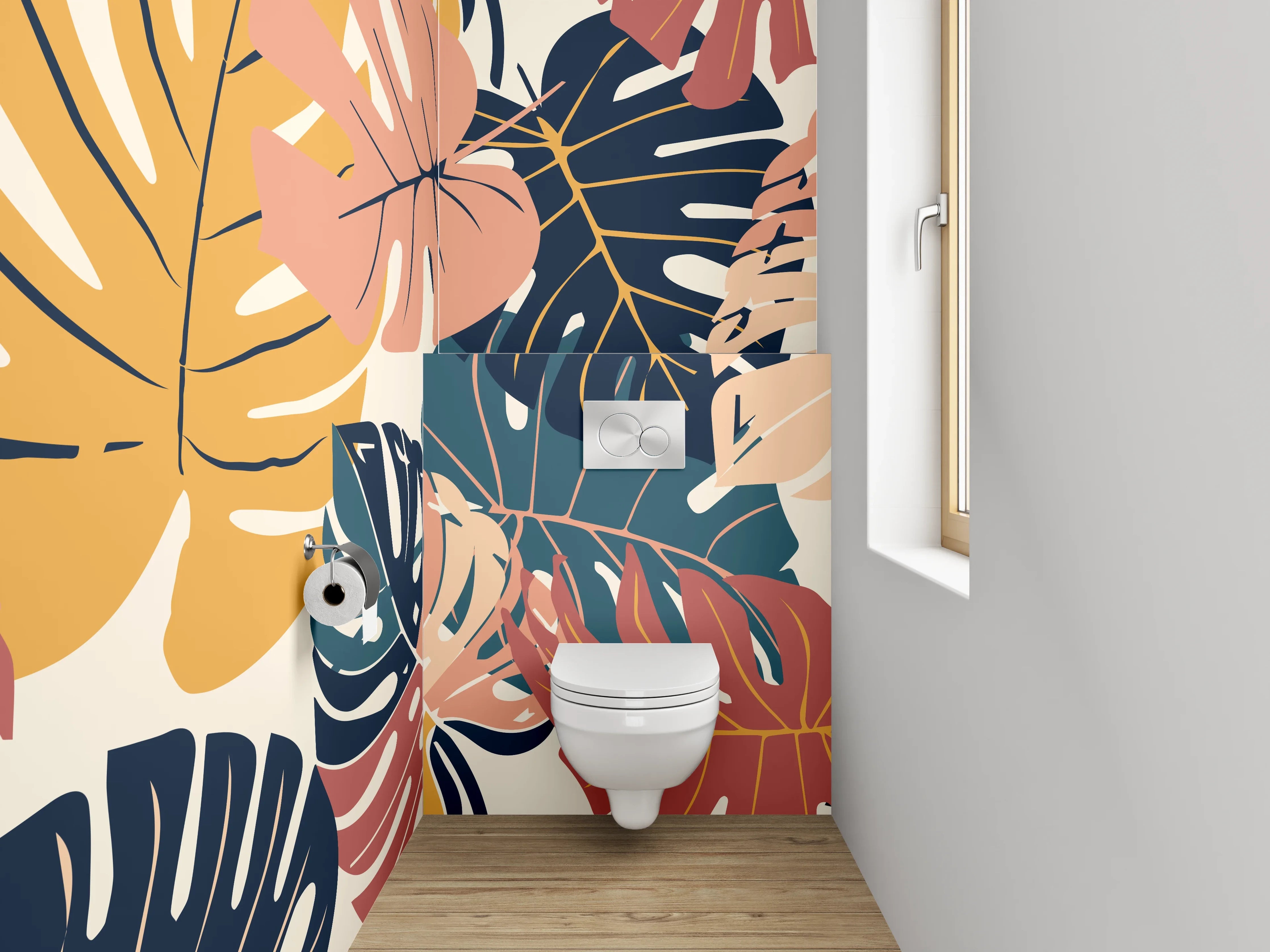 WC-Rückwand - Tropisches Blätter-Muster Modern