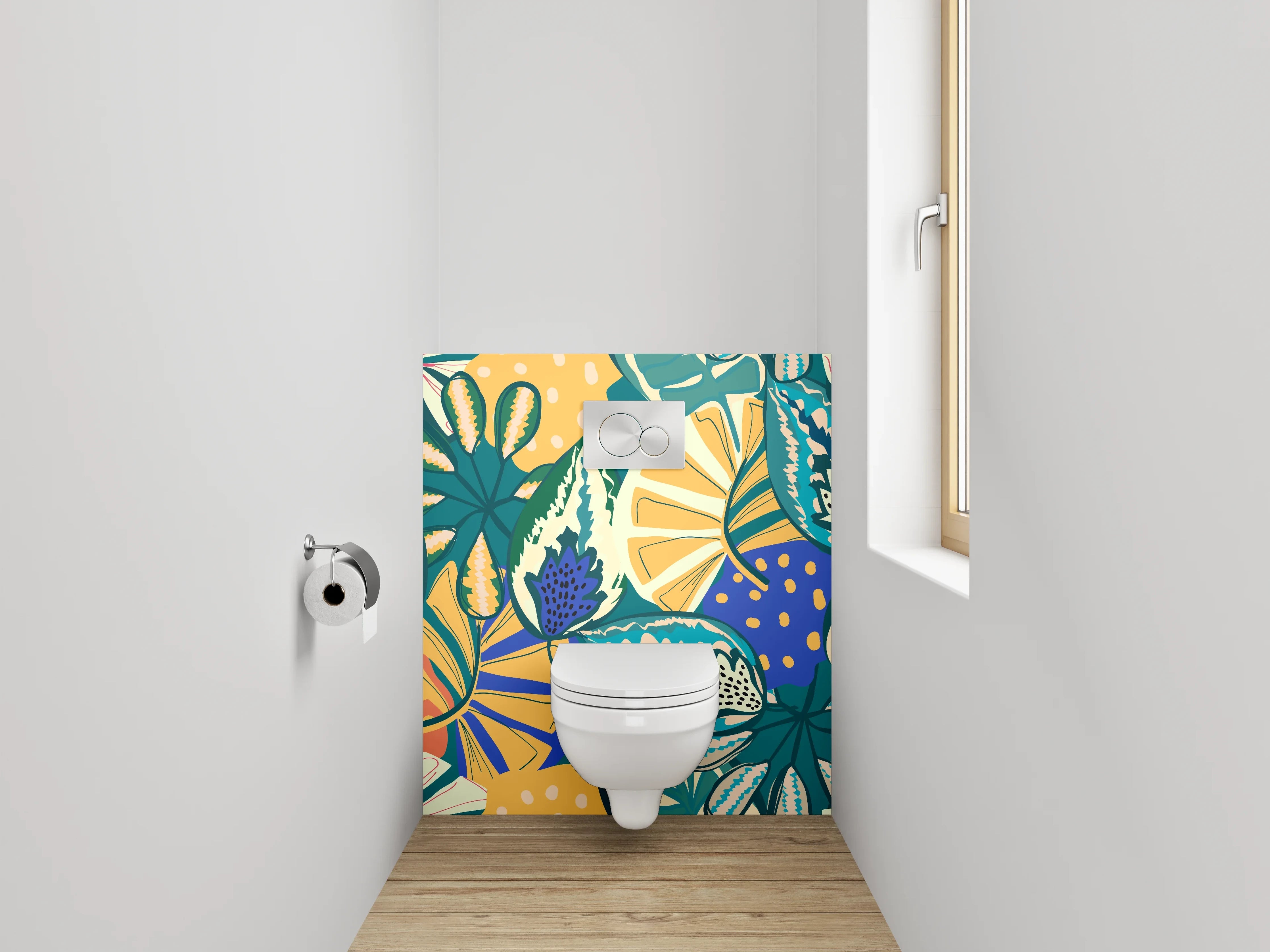 WC-Rückwand - Tropisches Blätter-Muster Retro