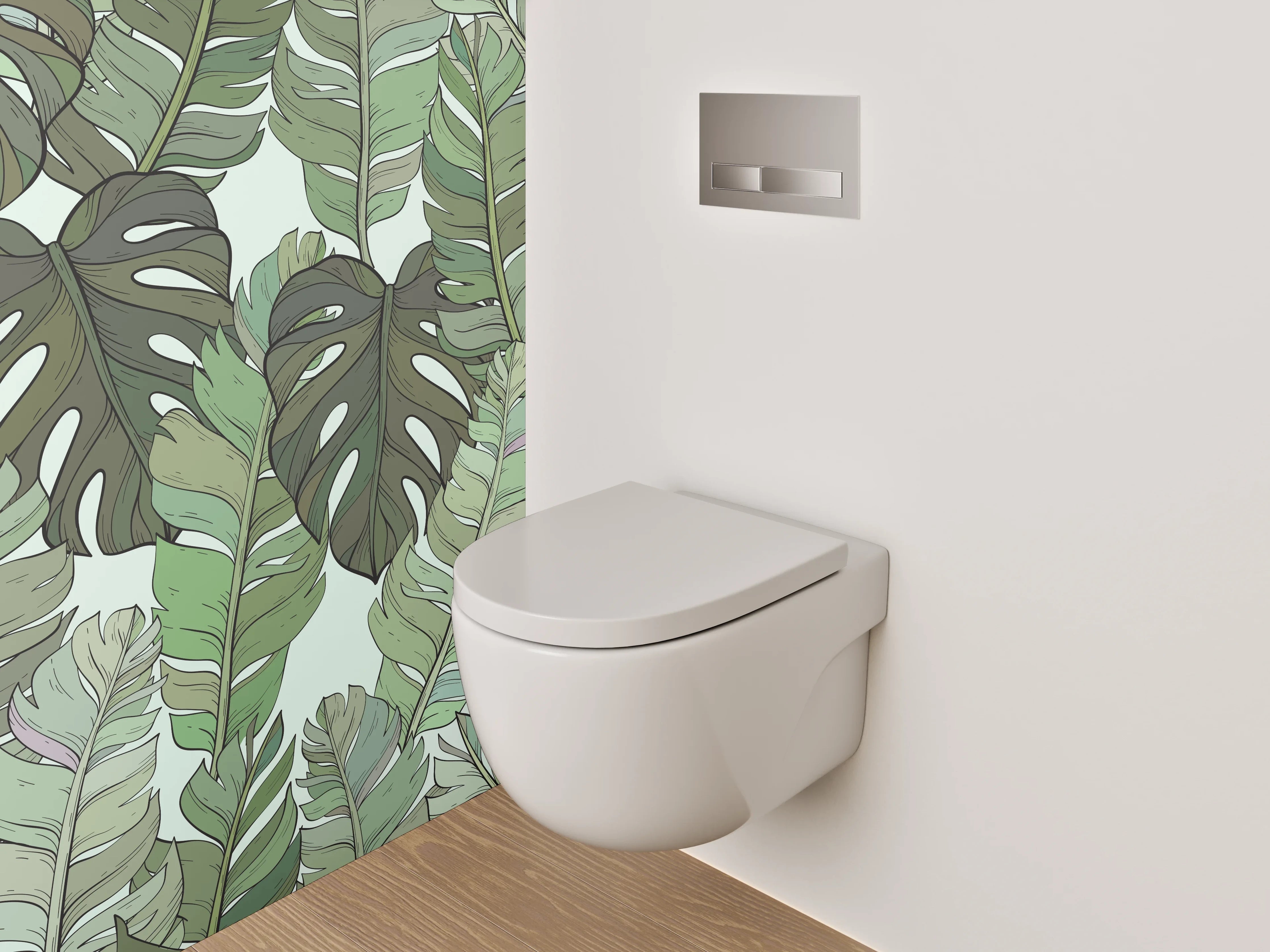 WC-Rückwand - Tropisches Blätter-Muster grün