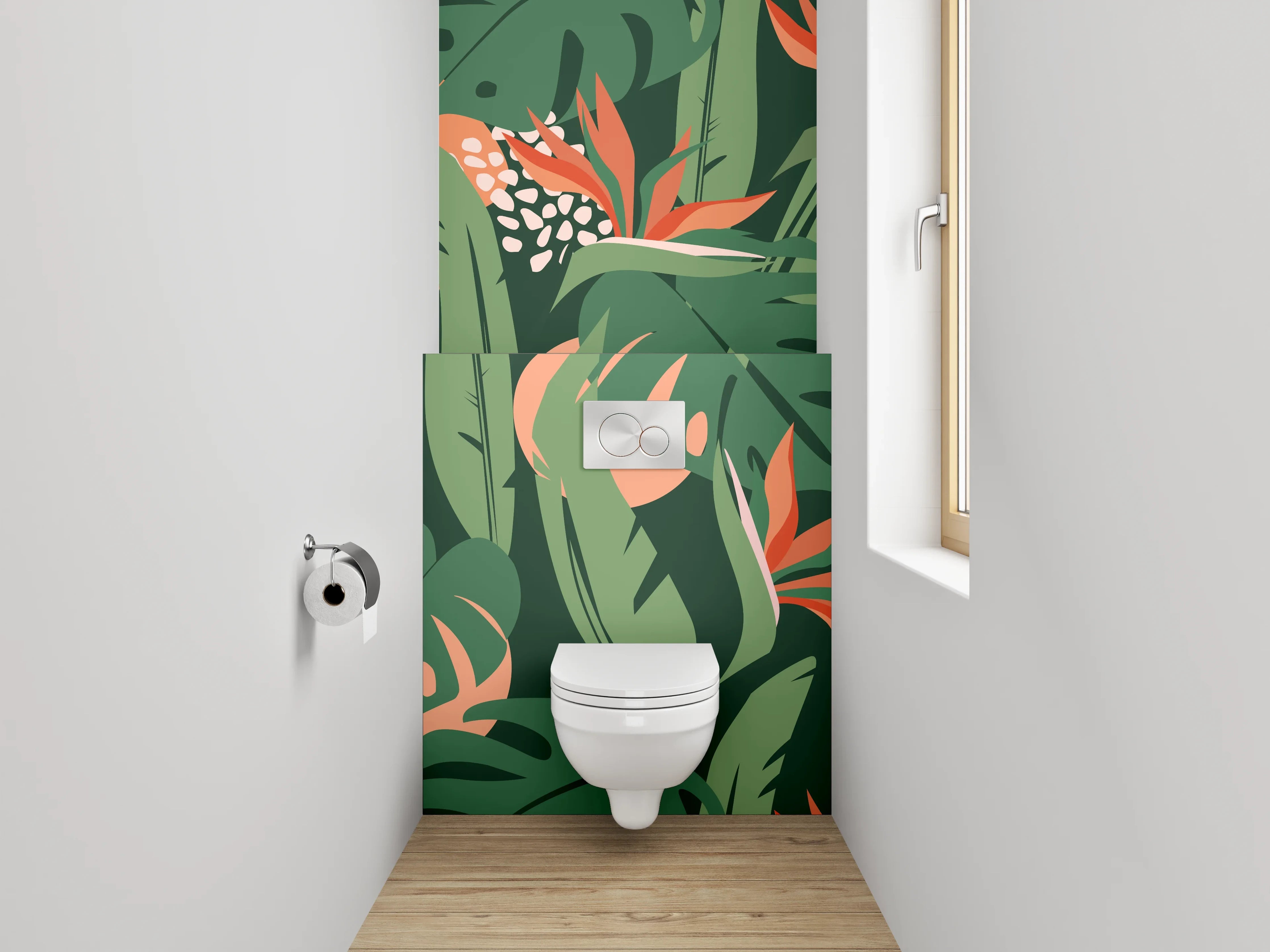 WC-Rückwand - Tropisches Blätter & Blüten Muster