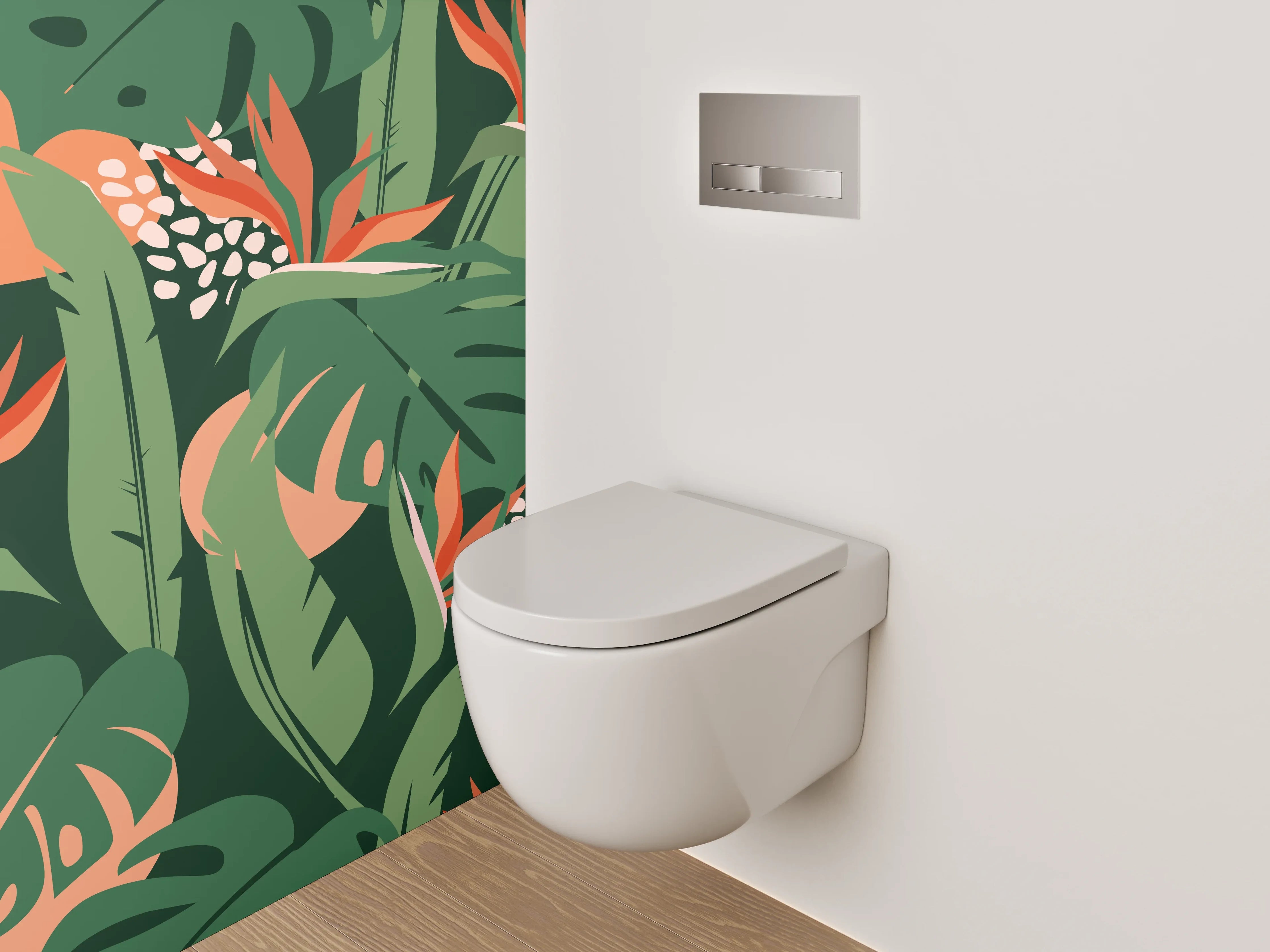 WC-Rückwand - Tropisches Blätter & Blüten Muster