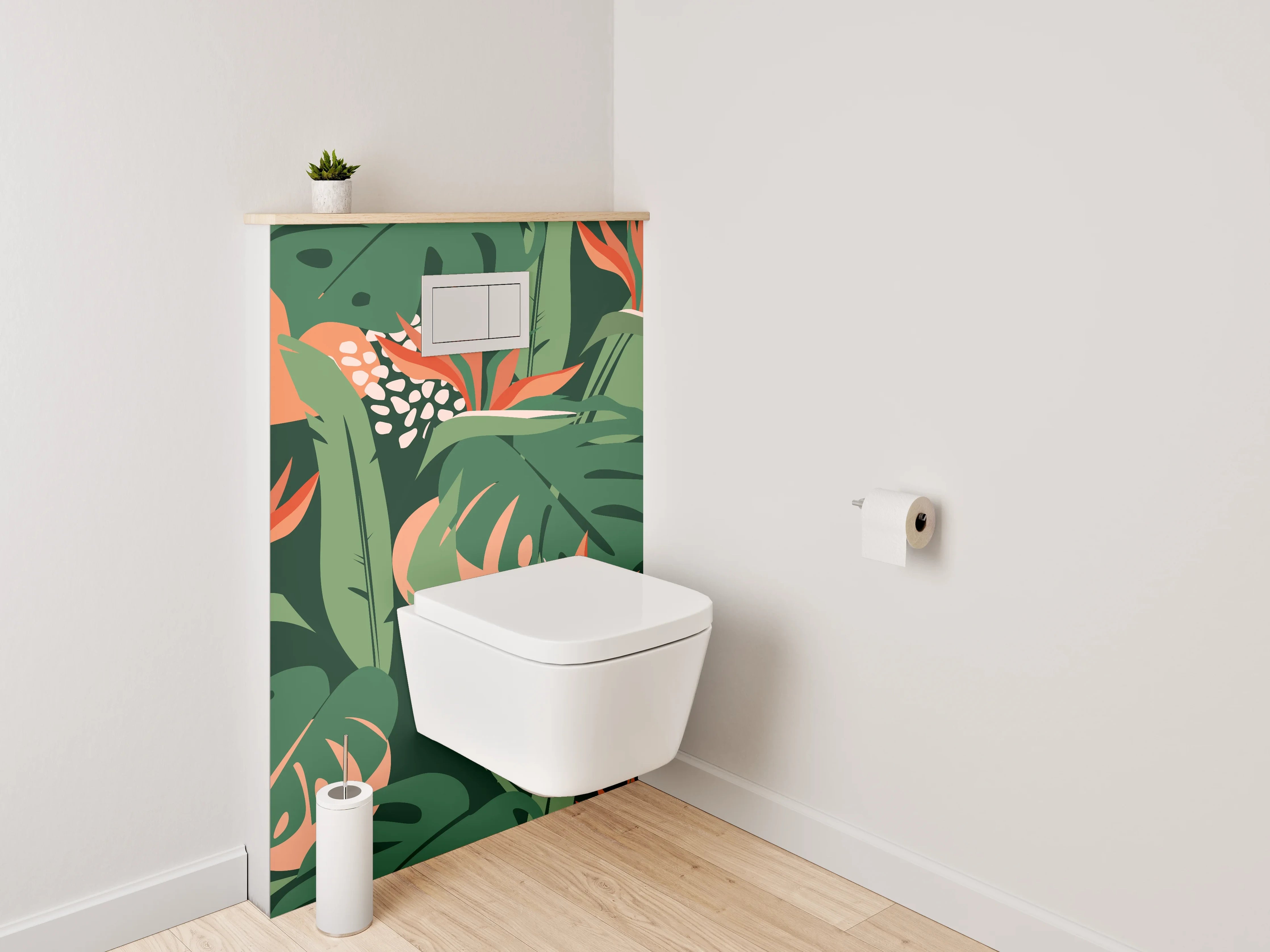 WC-Rückwand - Tropisches Blätter & Blüten Muster