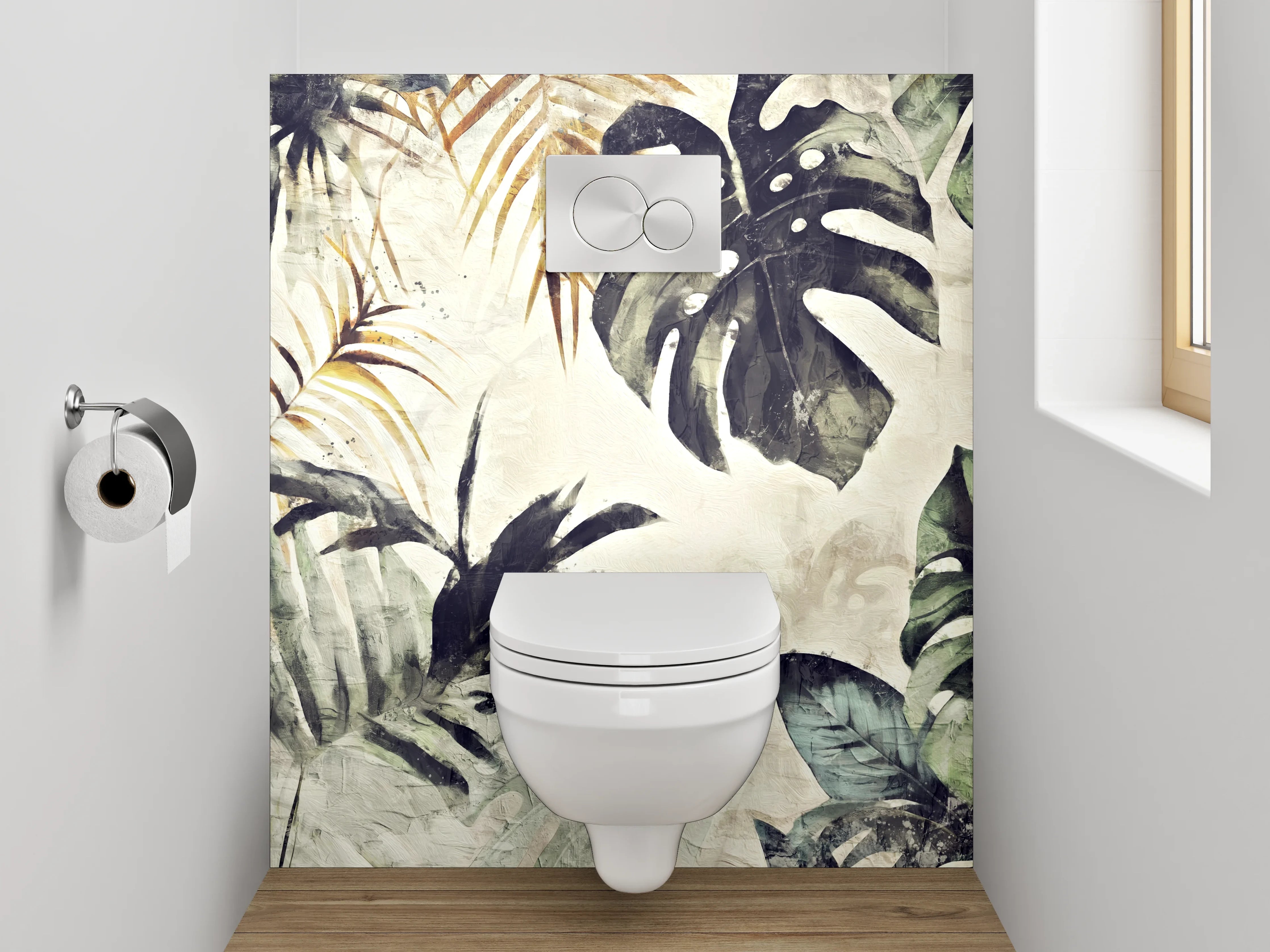 WC-Rückwand - Tropisches Blatt-Aquarell Vintage