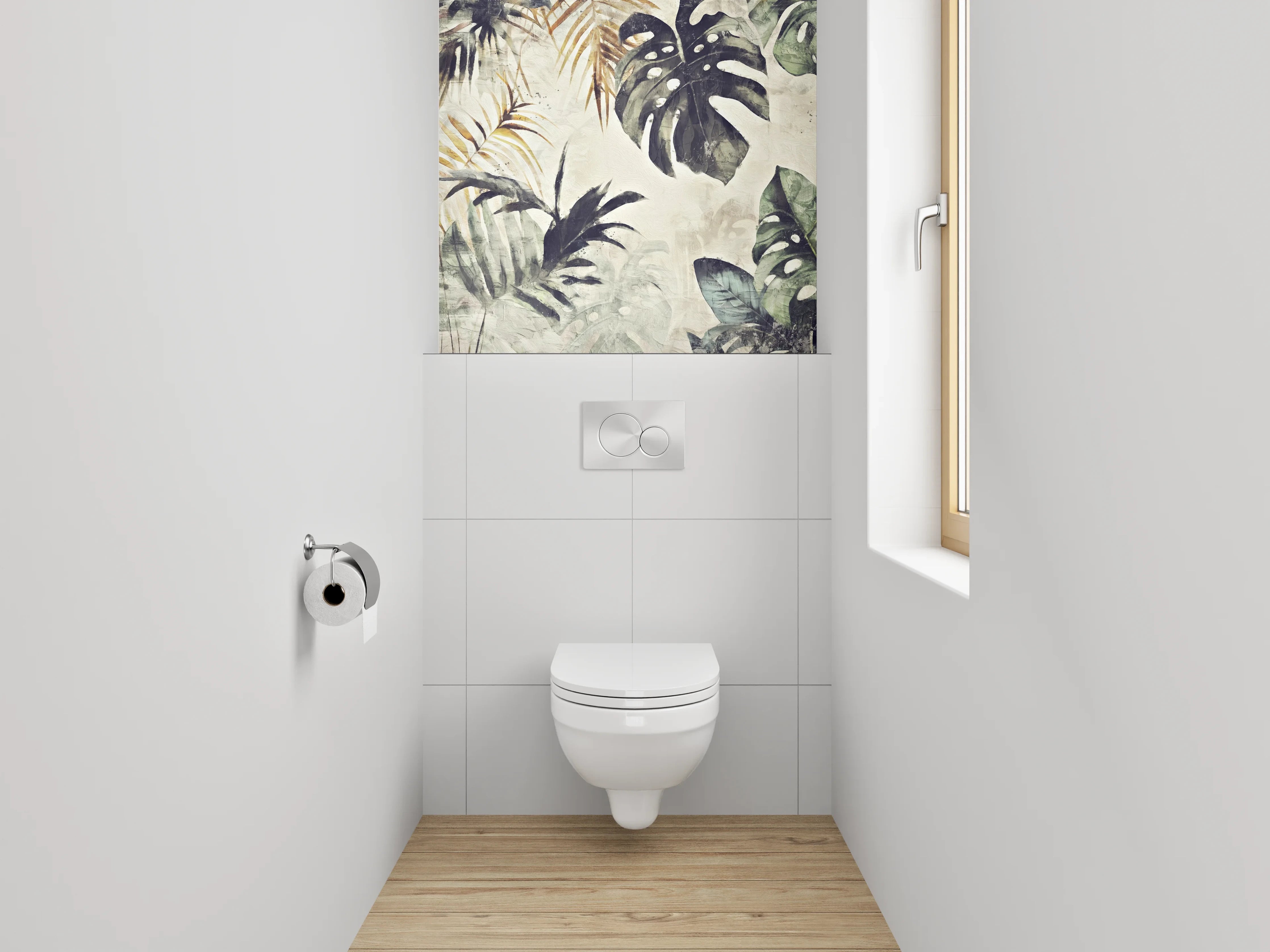 WC-Rückwand - Tropisches Blatt-Aquarell Vintage