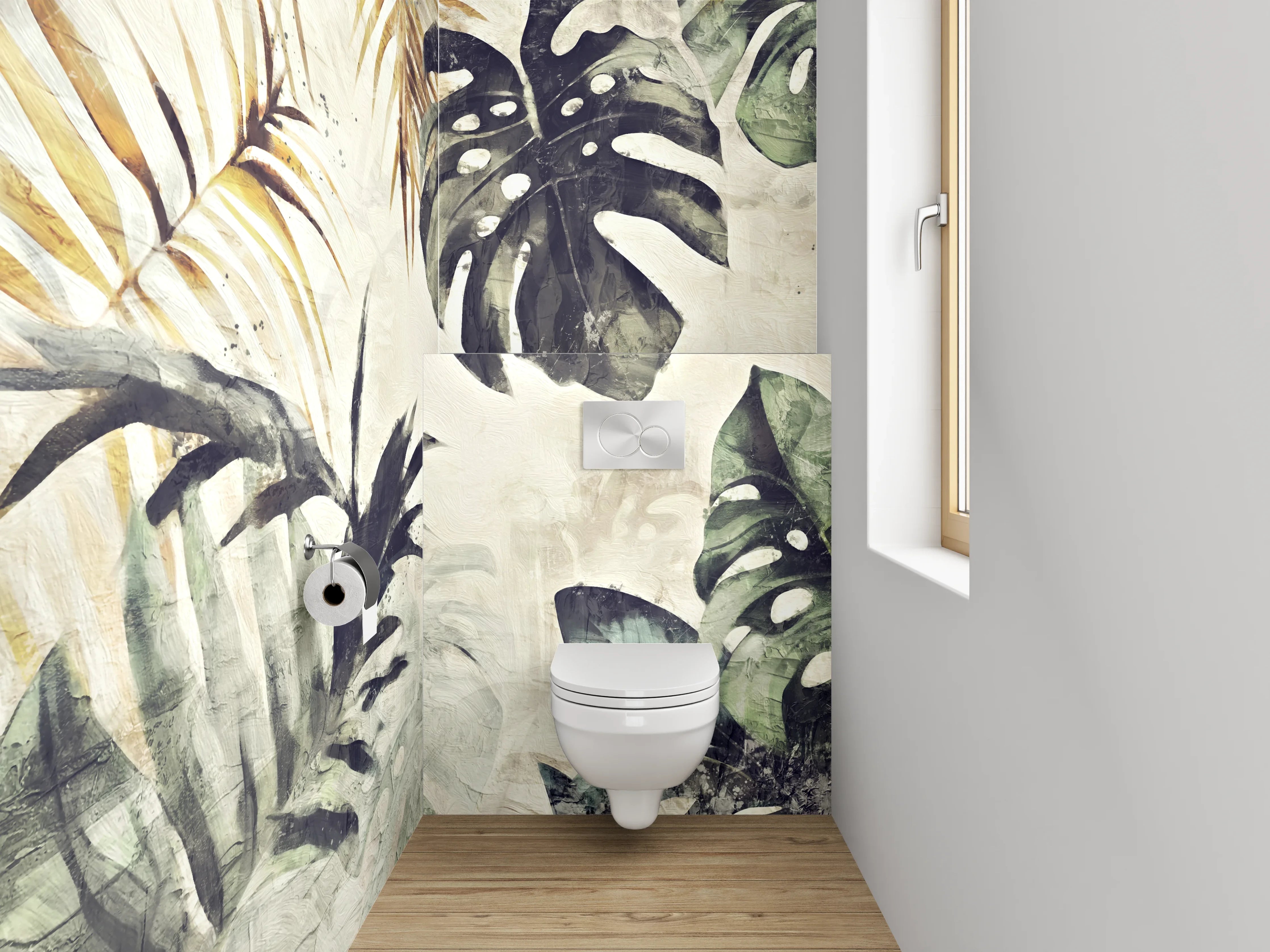 WC-Rückwand - Tropisches Blatt-Aquarell Vintage