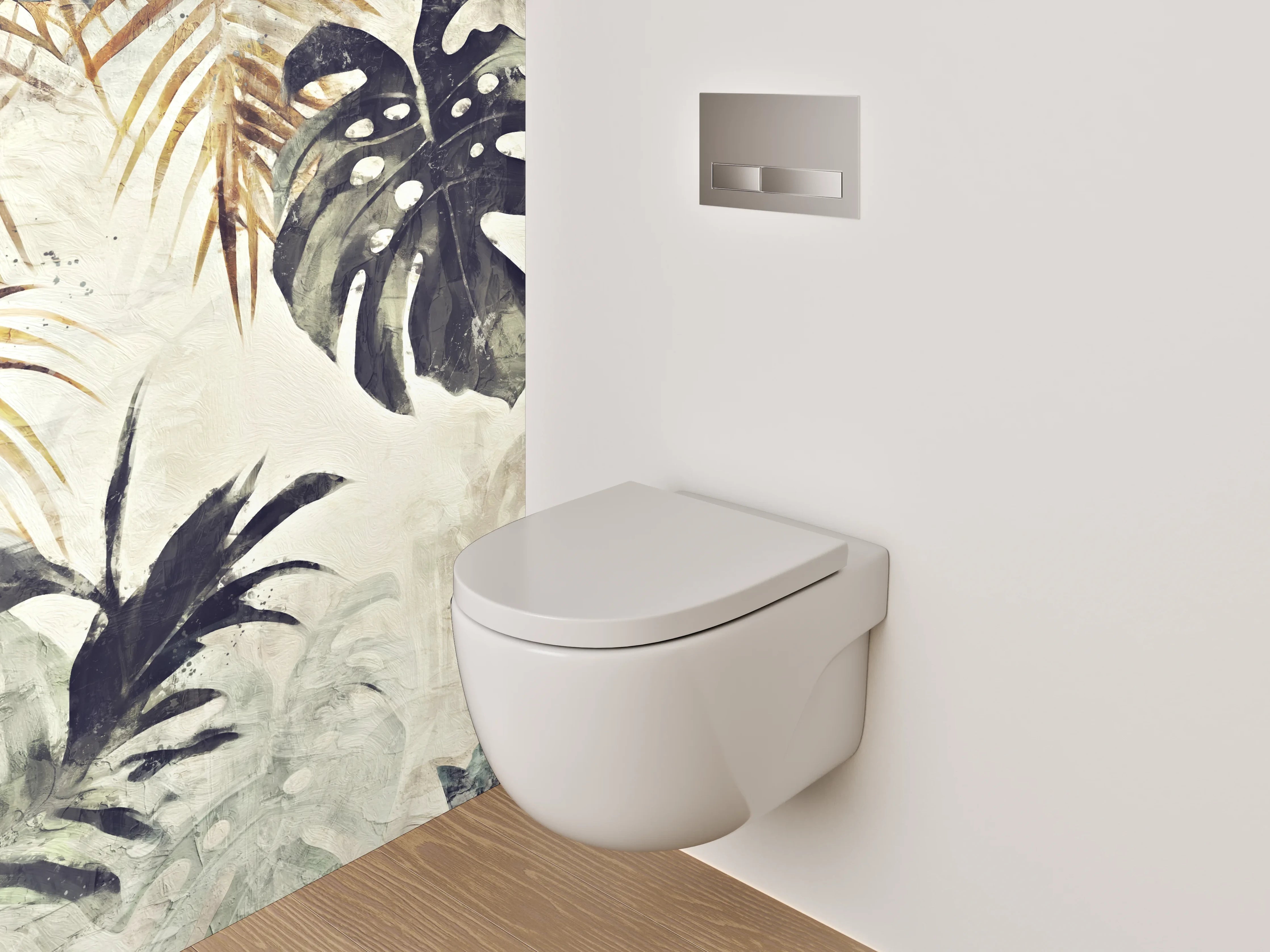 WC-Rückwand - Tropisches Blatt-Aquarell Vintage