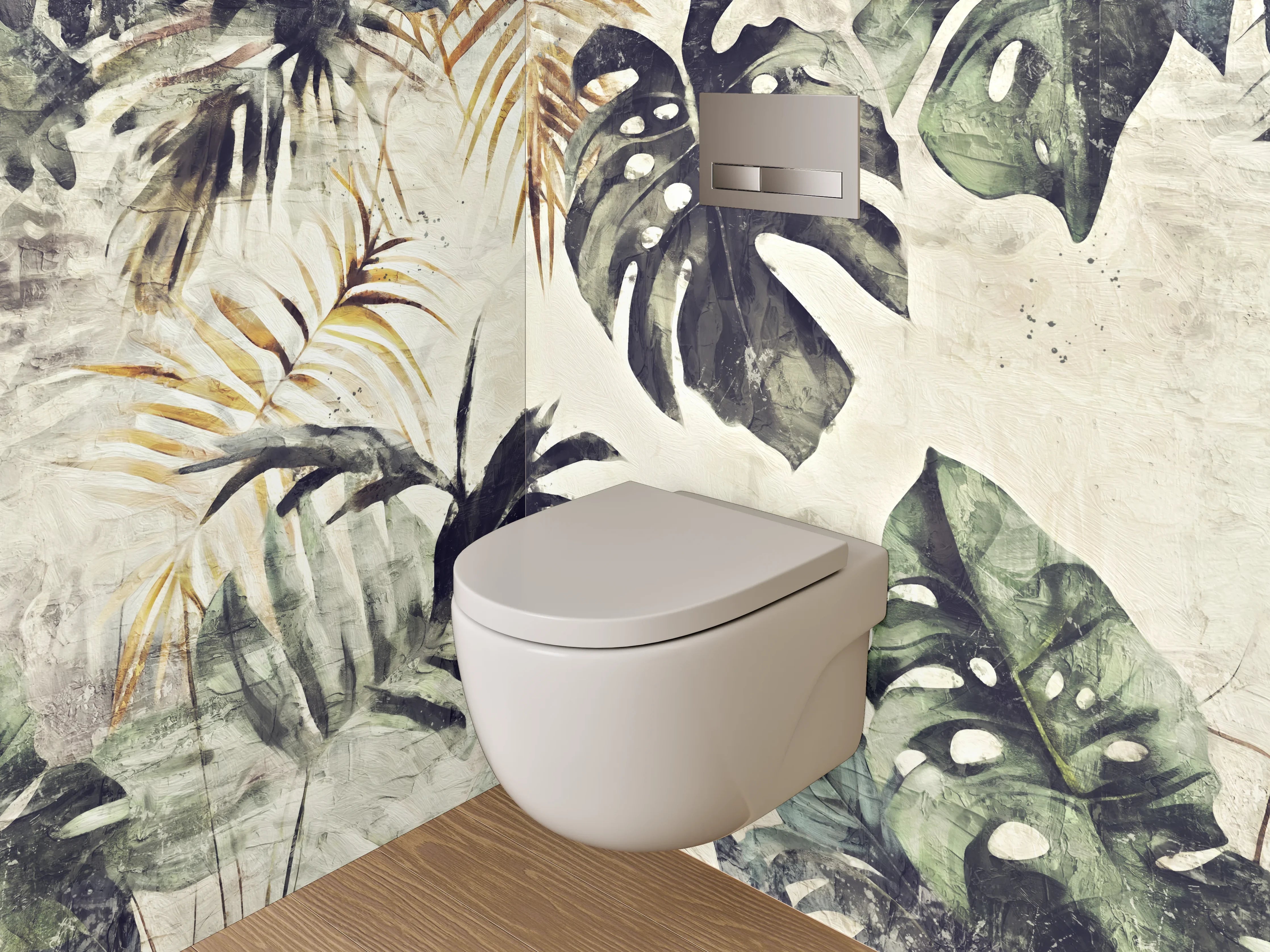 WC-Rückwand - Tropisches Blatt-Aquarell Vintage