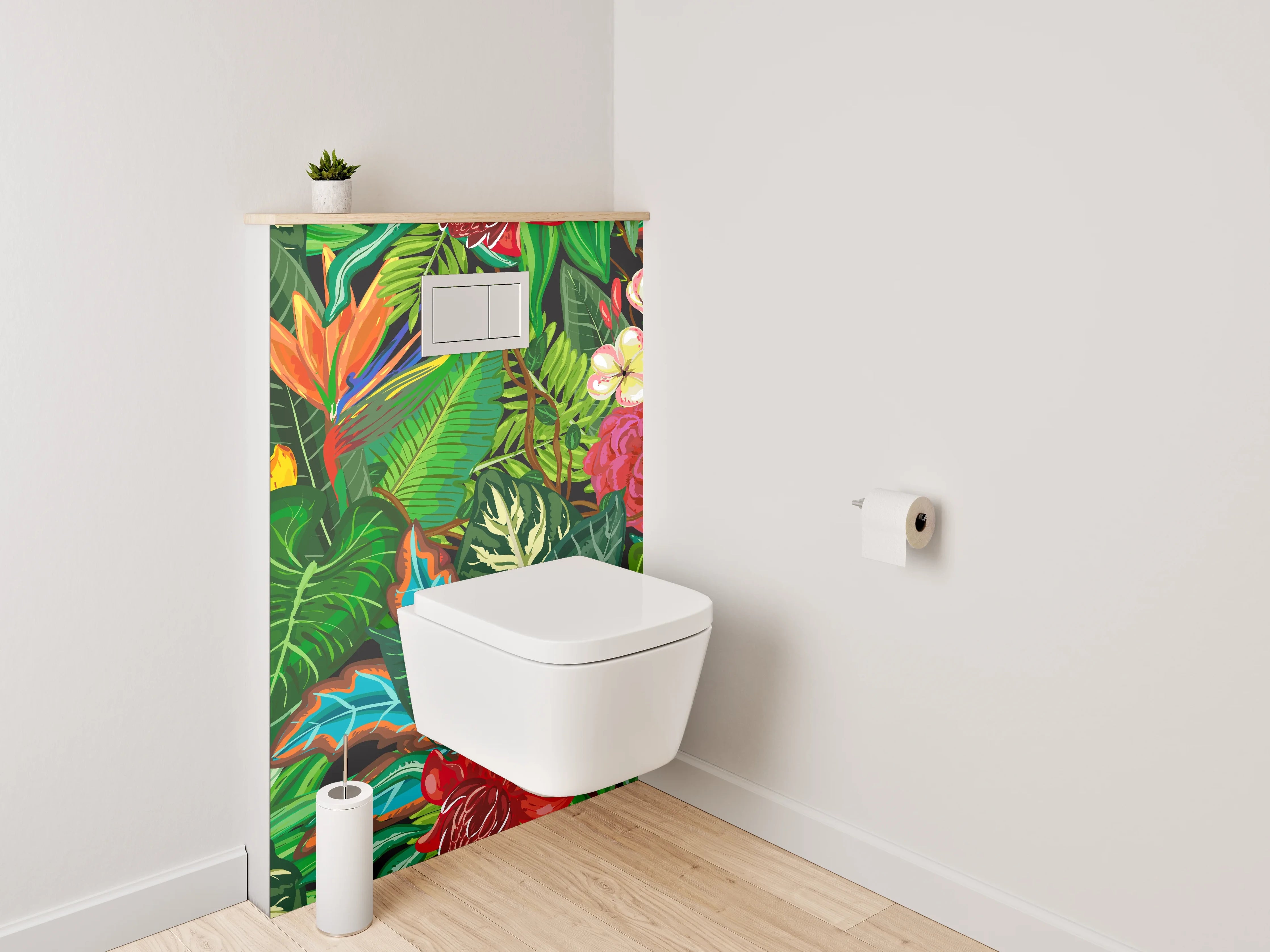 WC-Rückwand - Tropisches Blumenmuster Dschungel Stil