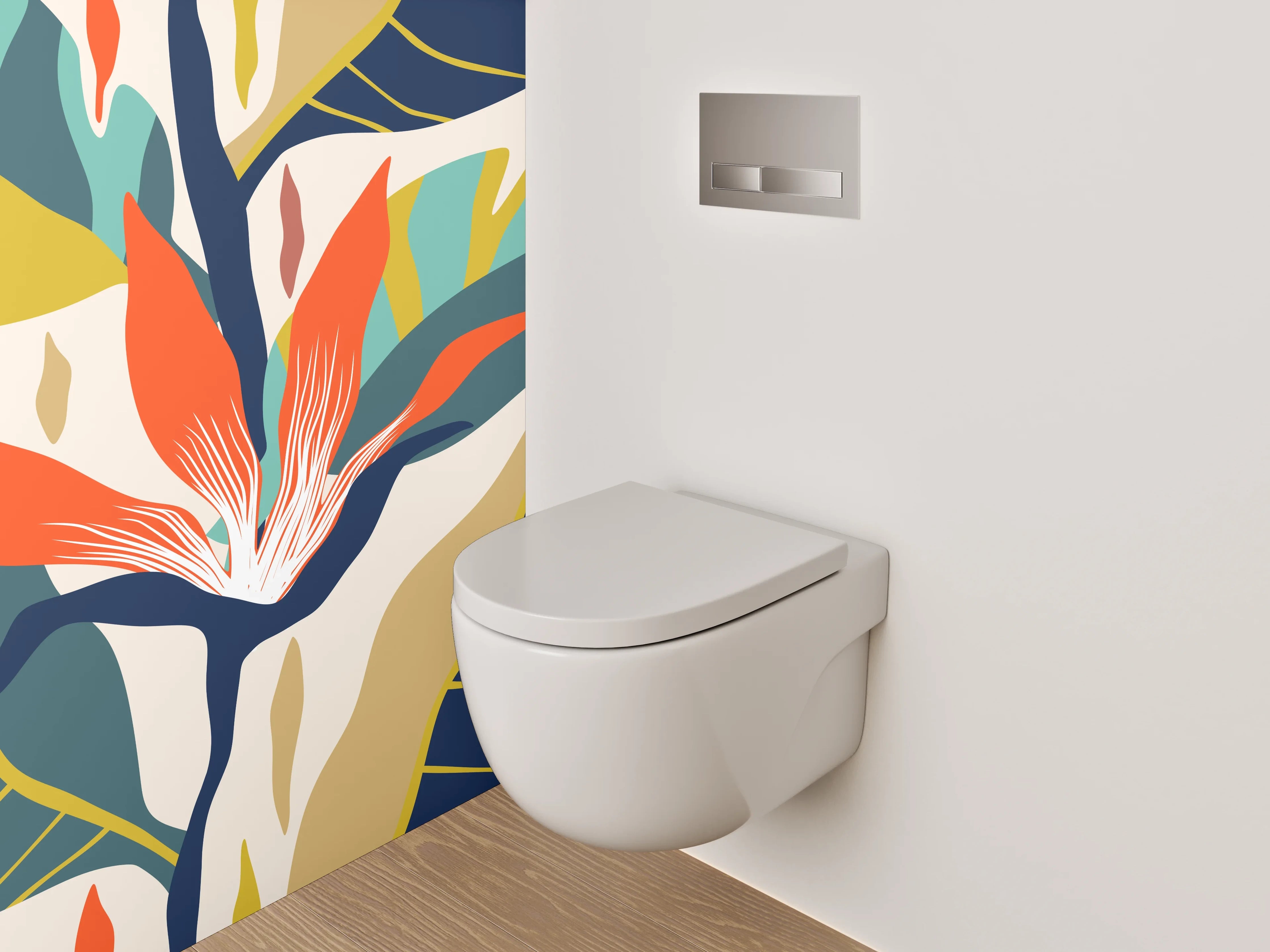 WC-Rückwand - Tropisches Blumenmuster bunt