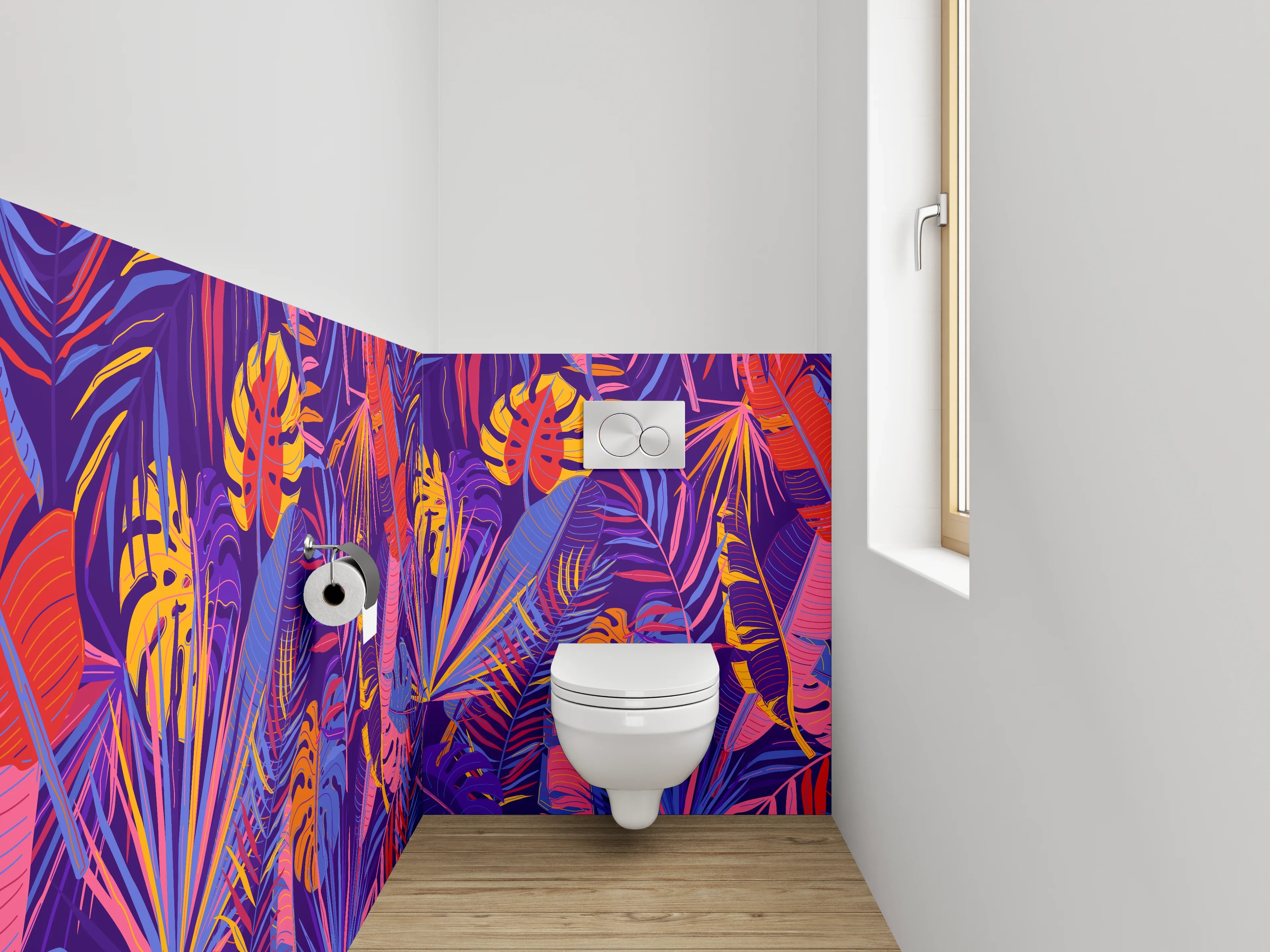 WC-Rückwand - Tropisches Dschungel-Muster Bunt