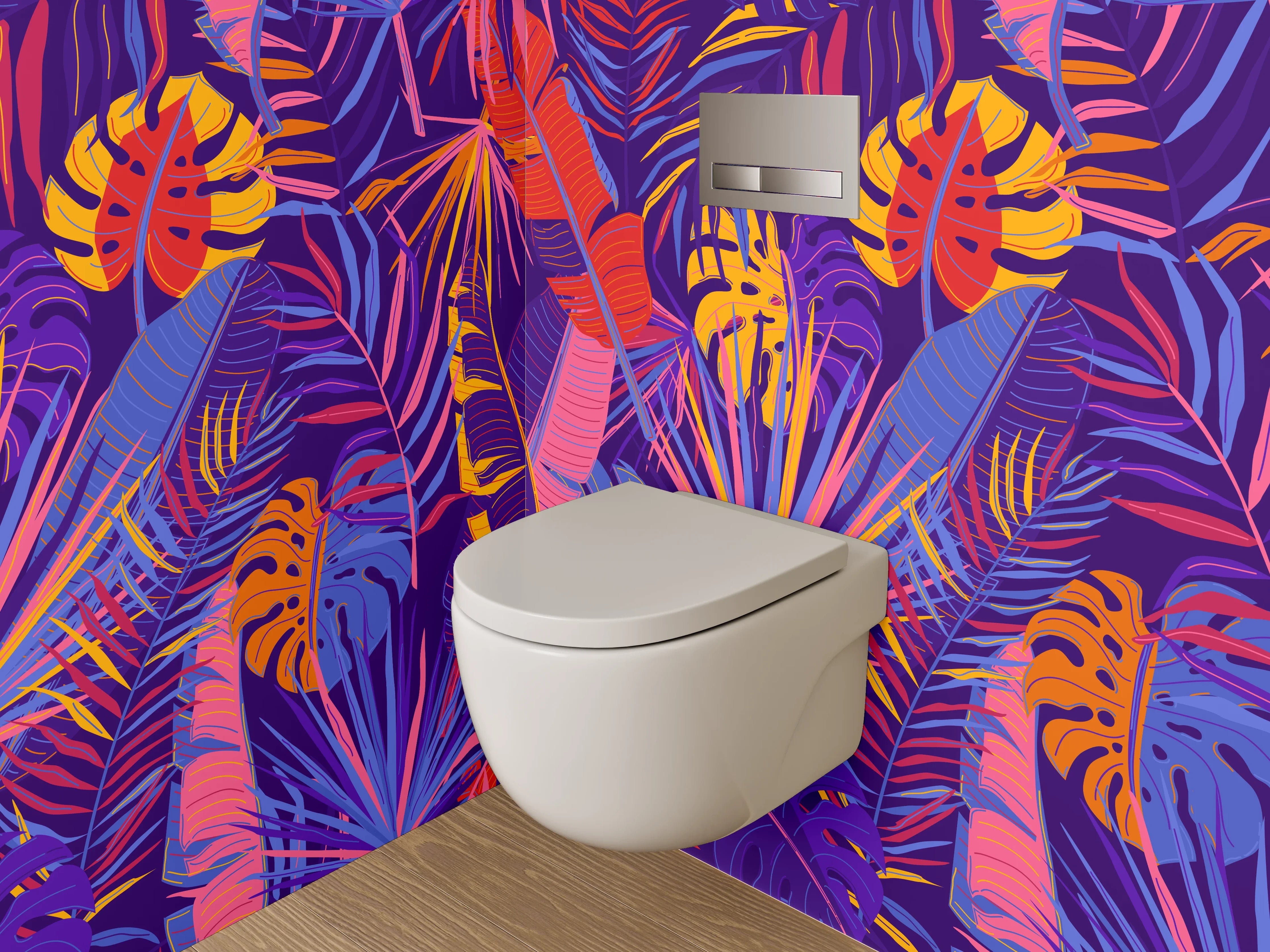 WC-Rückwand - Tropisches Dschungel-Muster Bunt