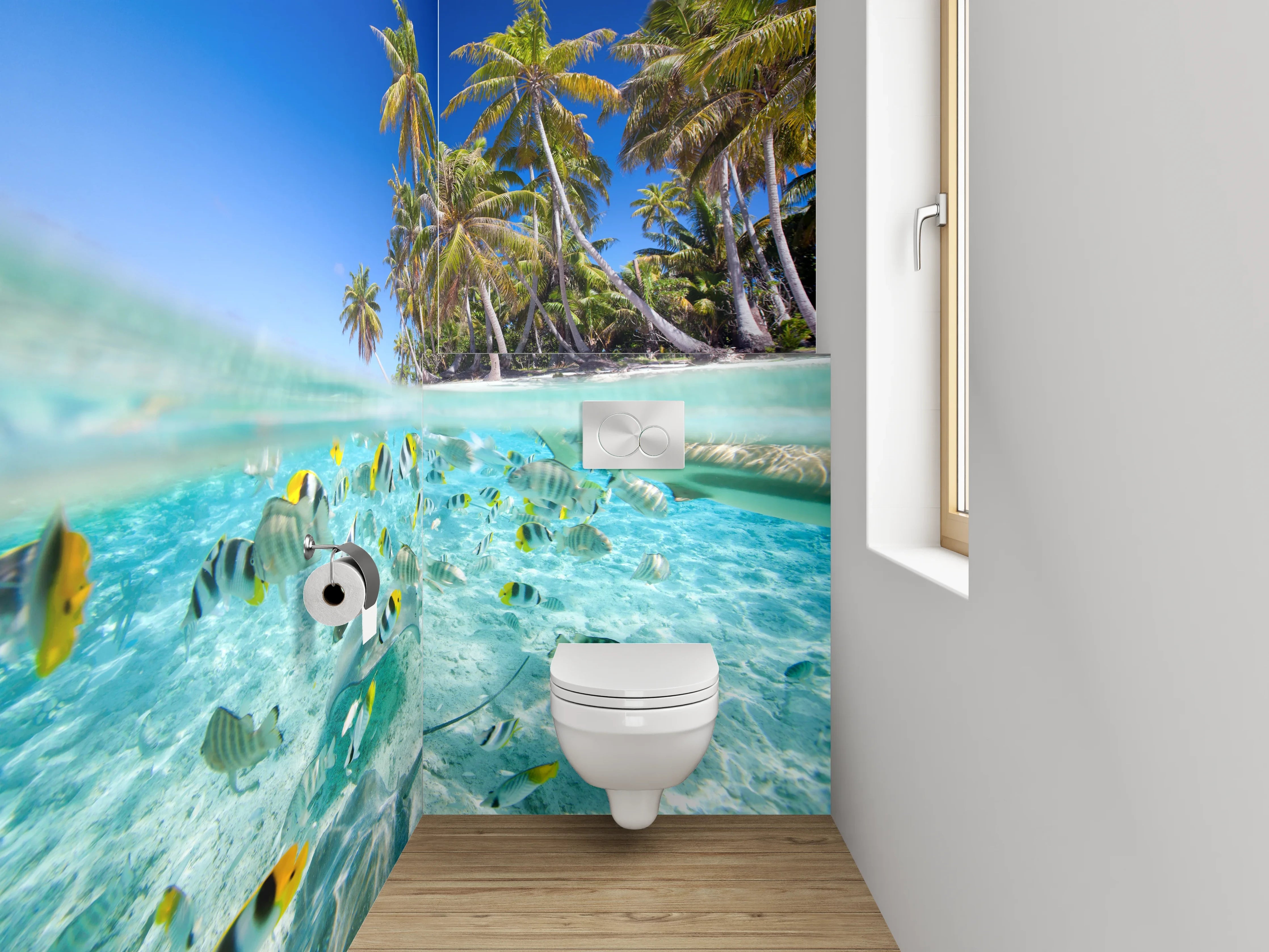 WC-Rückwand - Tropisches Paradies Unterwasserperspektive