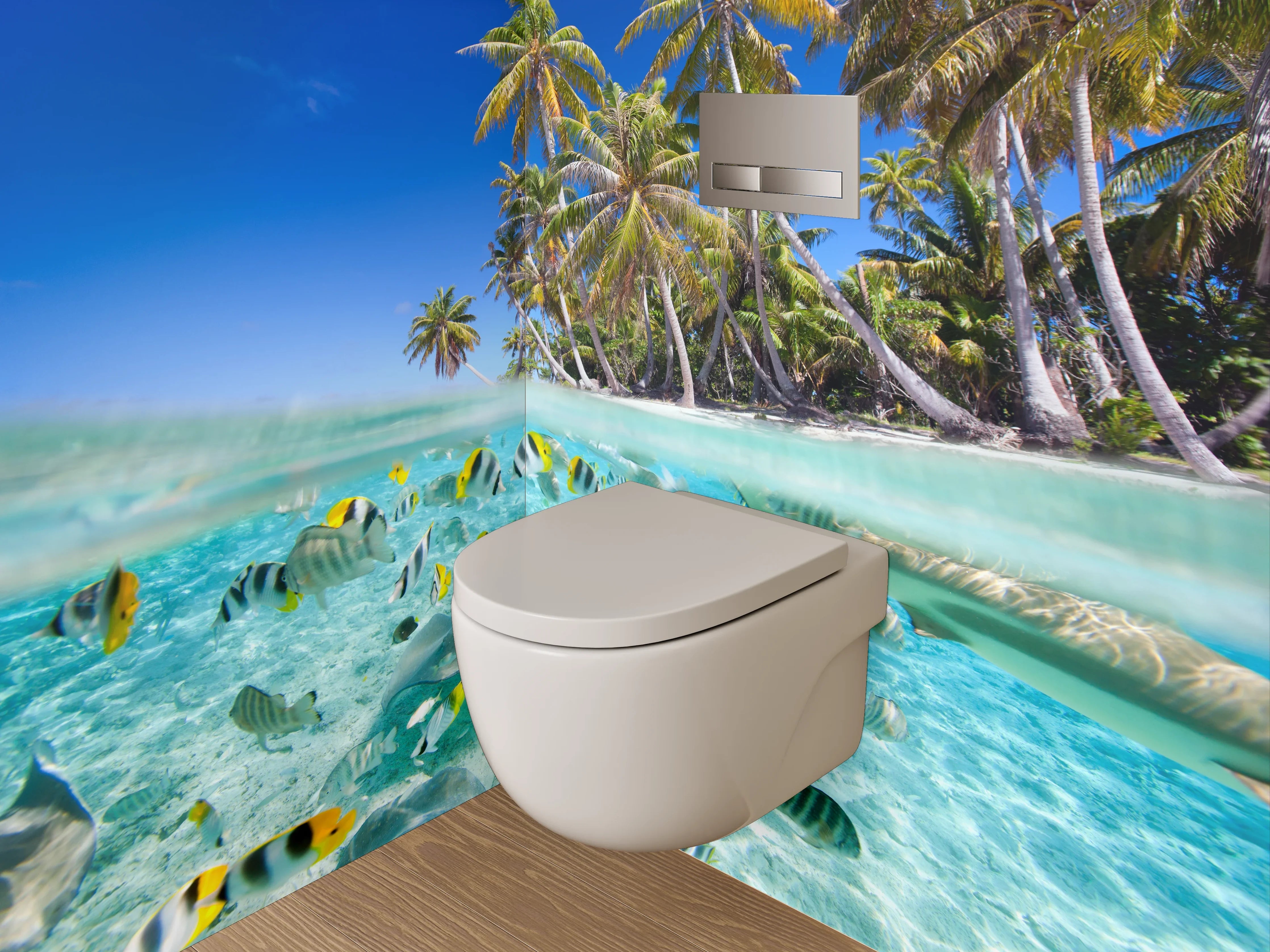 WC-Rückwand - Tropisches Paradies Unterwasserperspektive