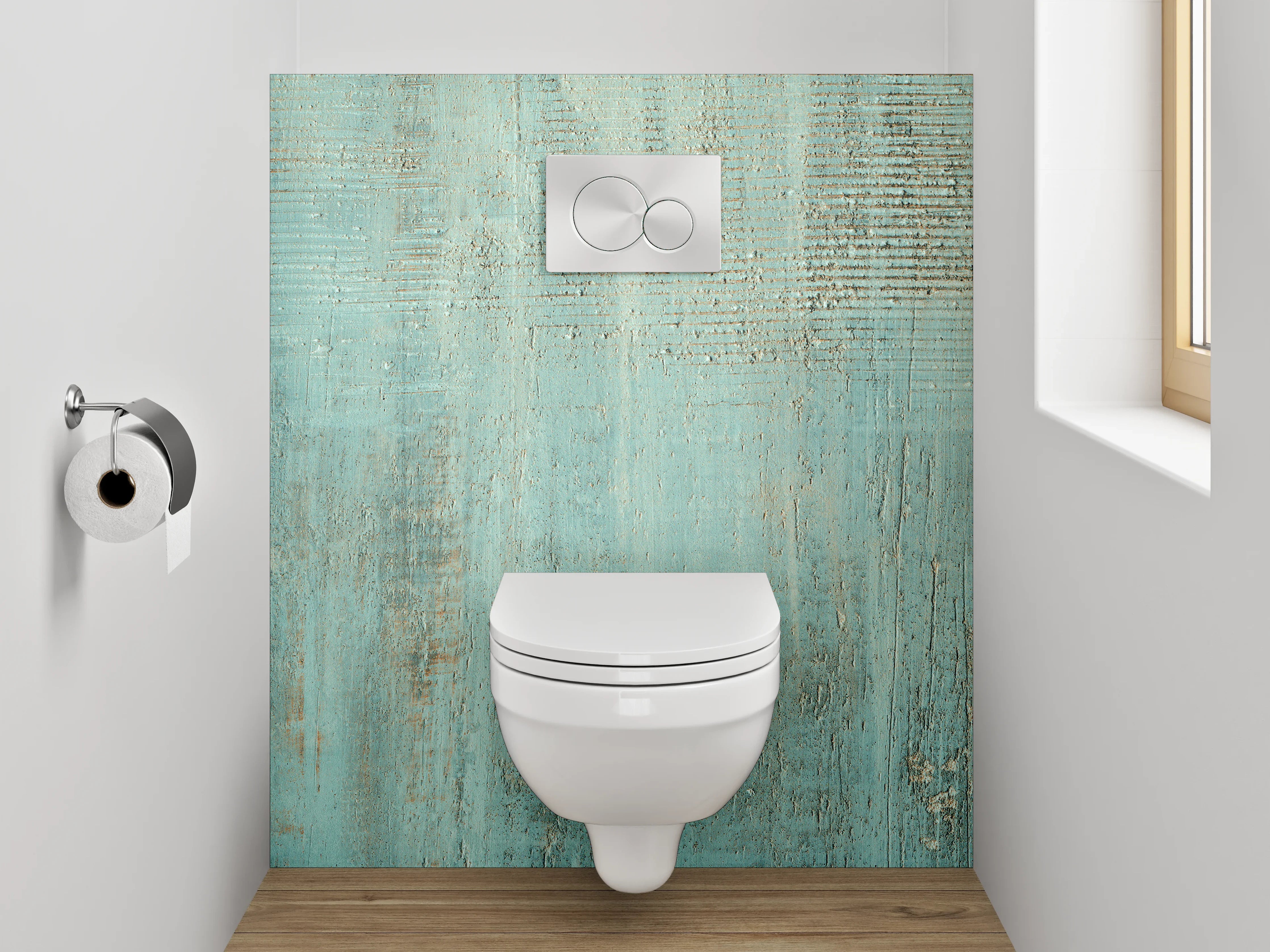 WC-Rückwand - Türkis Vintage Struktur Optik