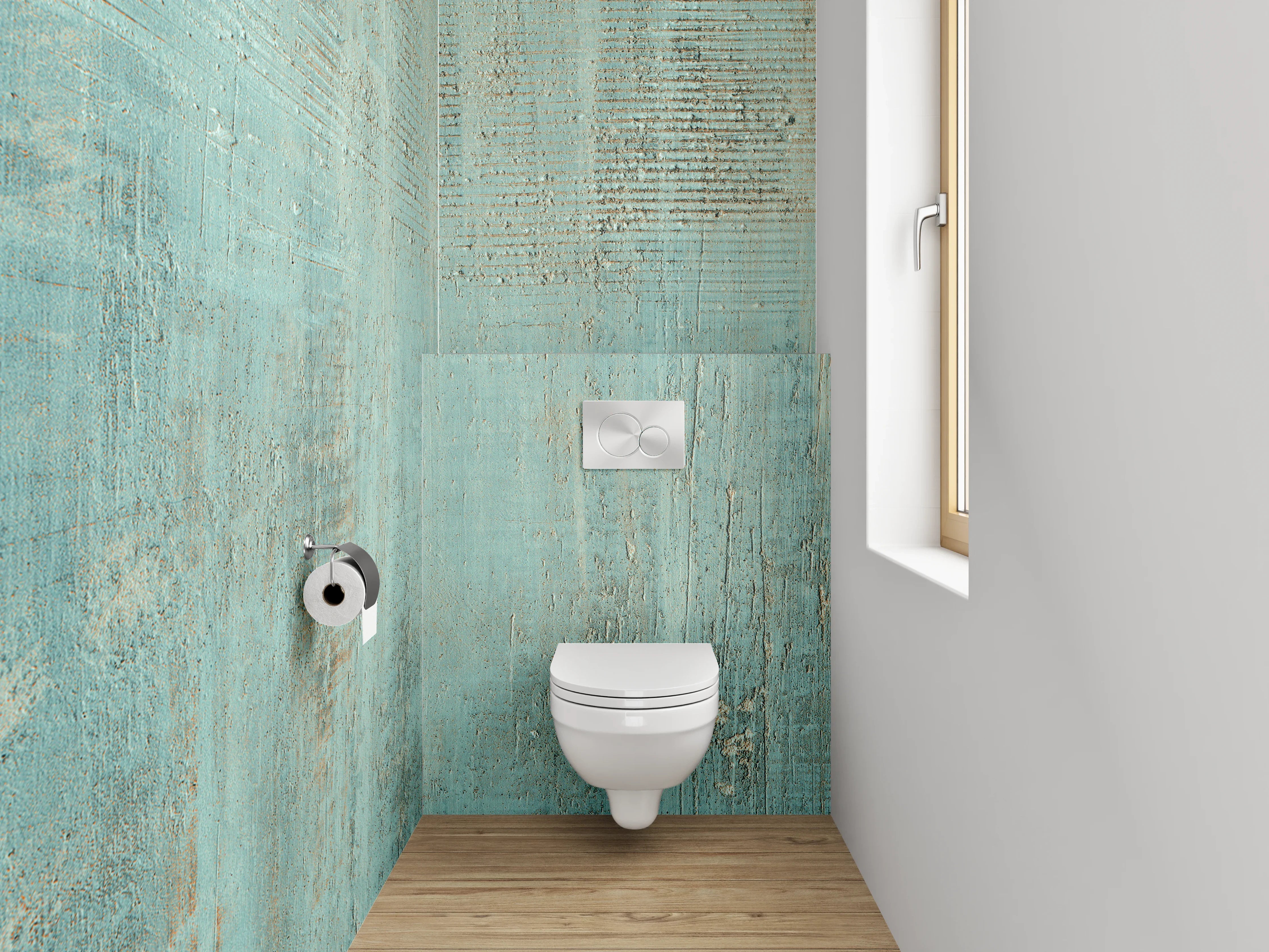WC-Rückwand - Türkis Vintage Struktur Optik