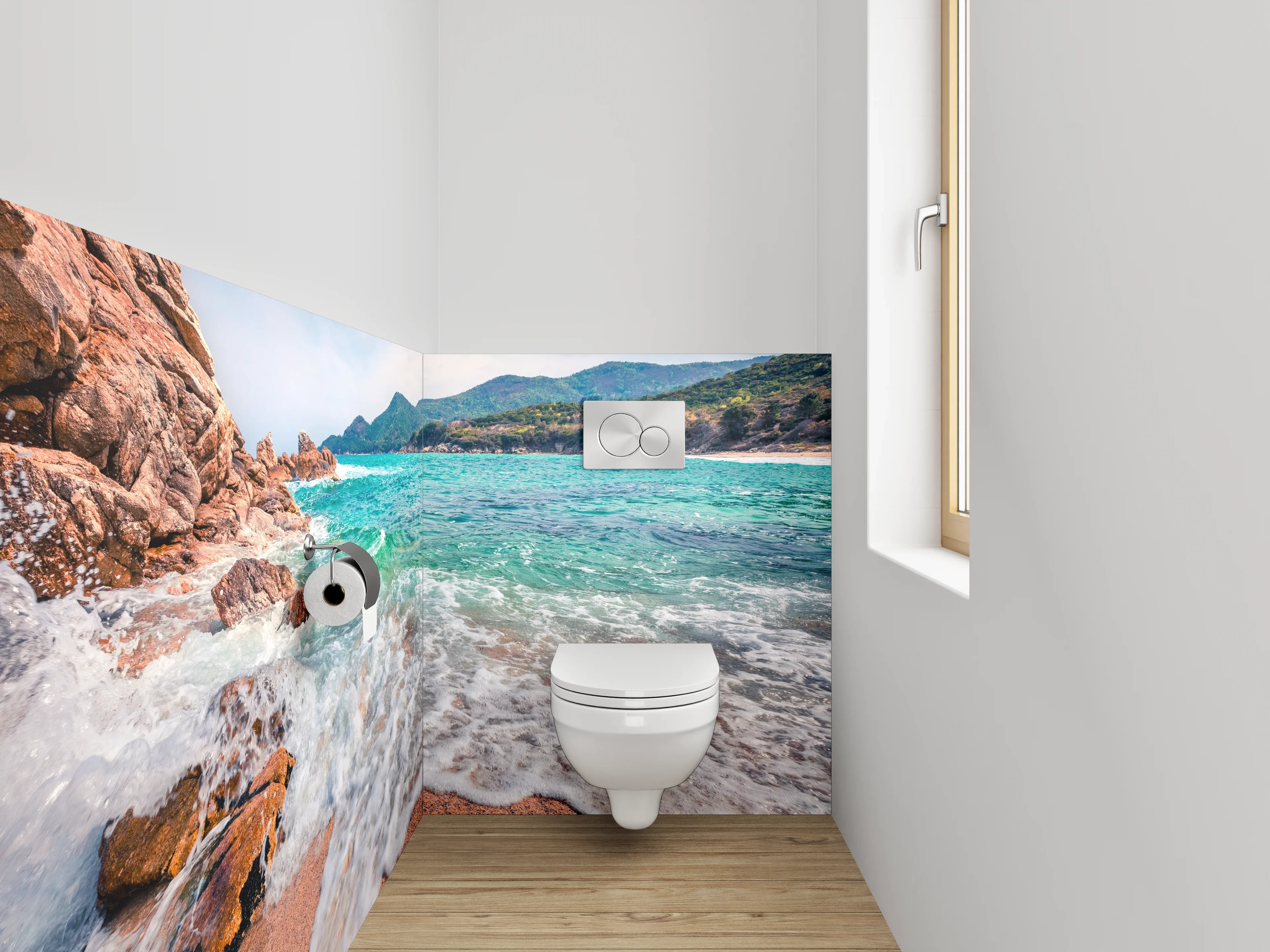 WC-Rückwand - Türkisblauer Strand mit Wellen
