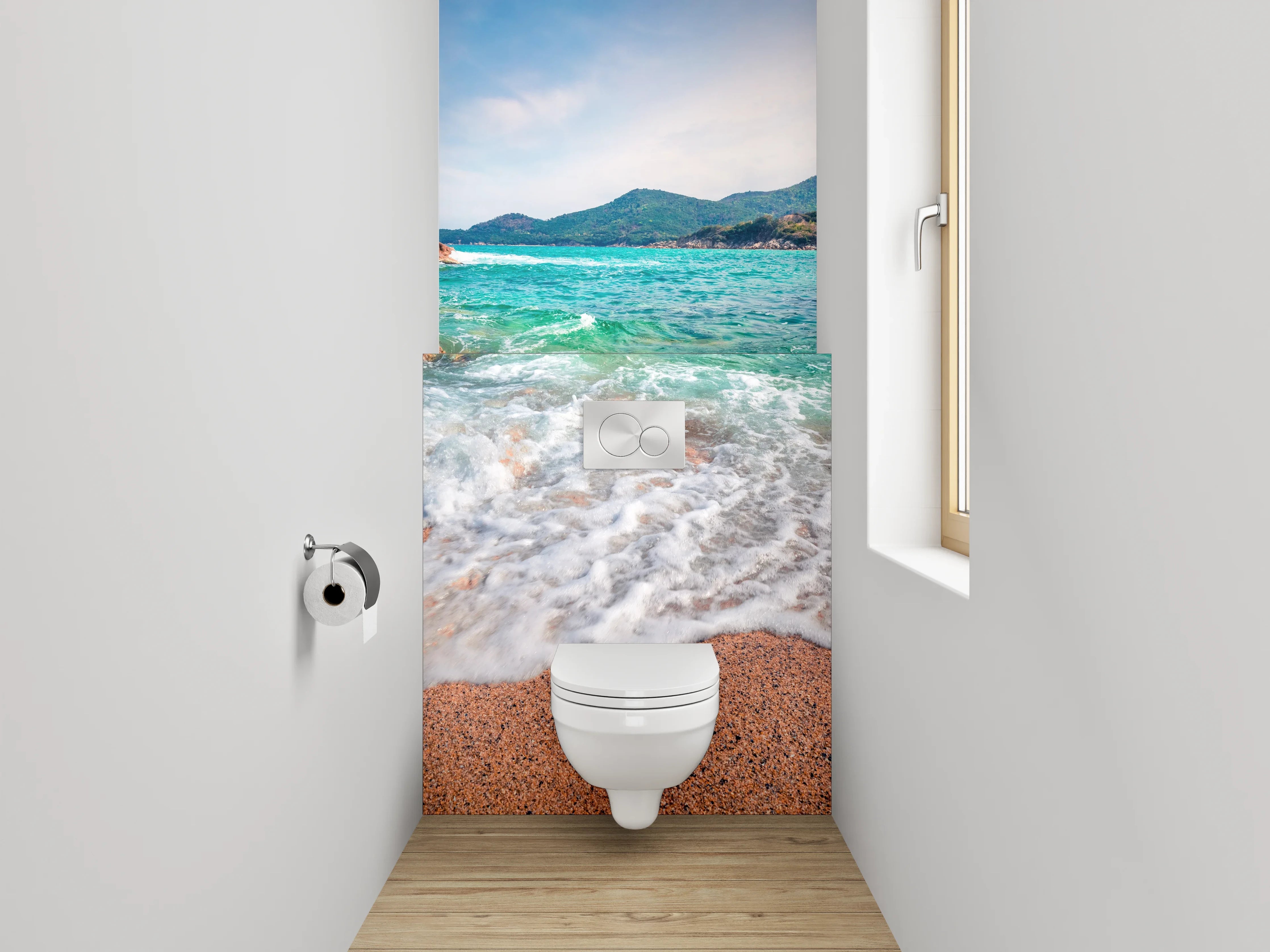 WC-Rückwand - Türkisblauer Strand mit Wellen