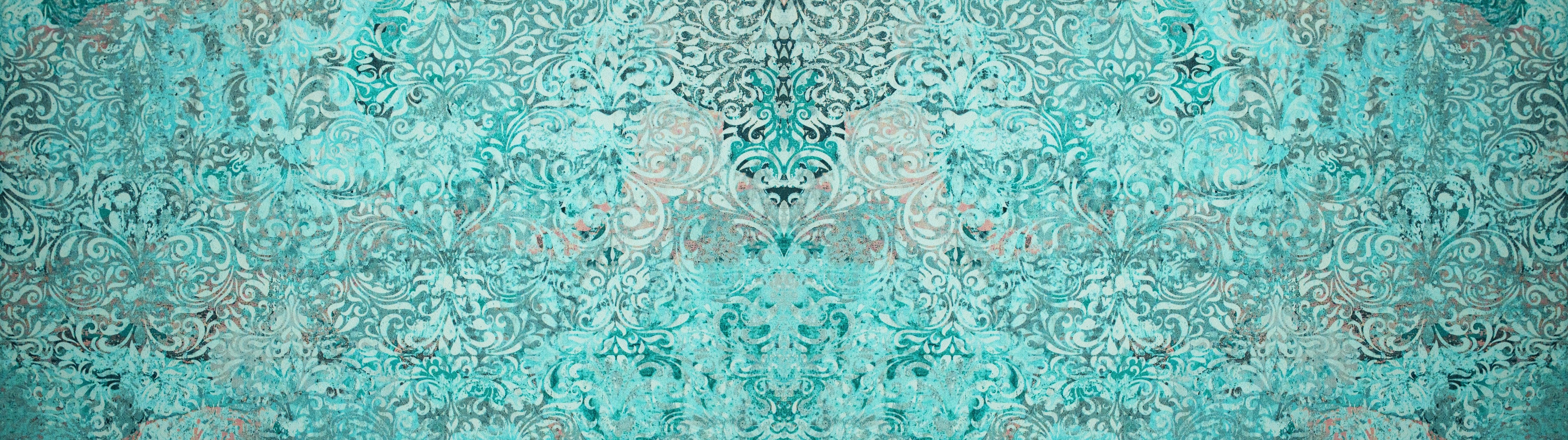 WC-Rückwand-Türkises Barock Muster Vintage