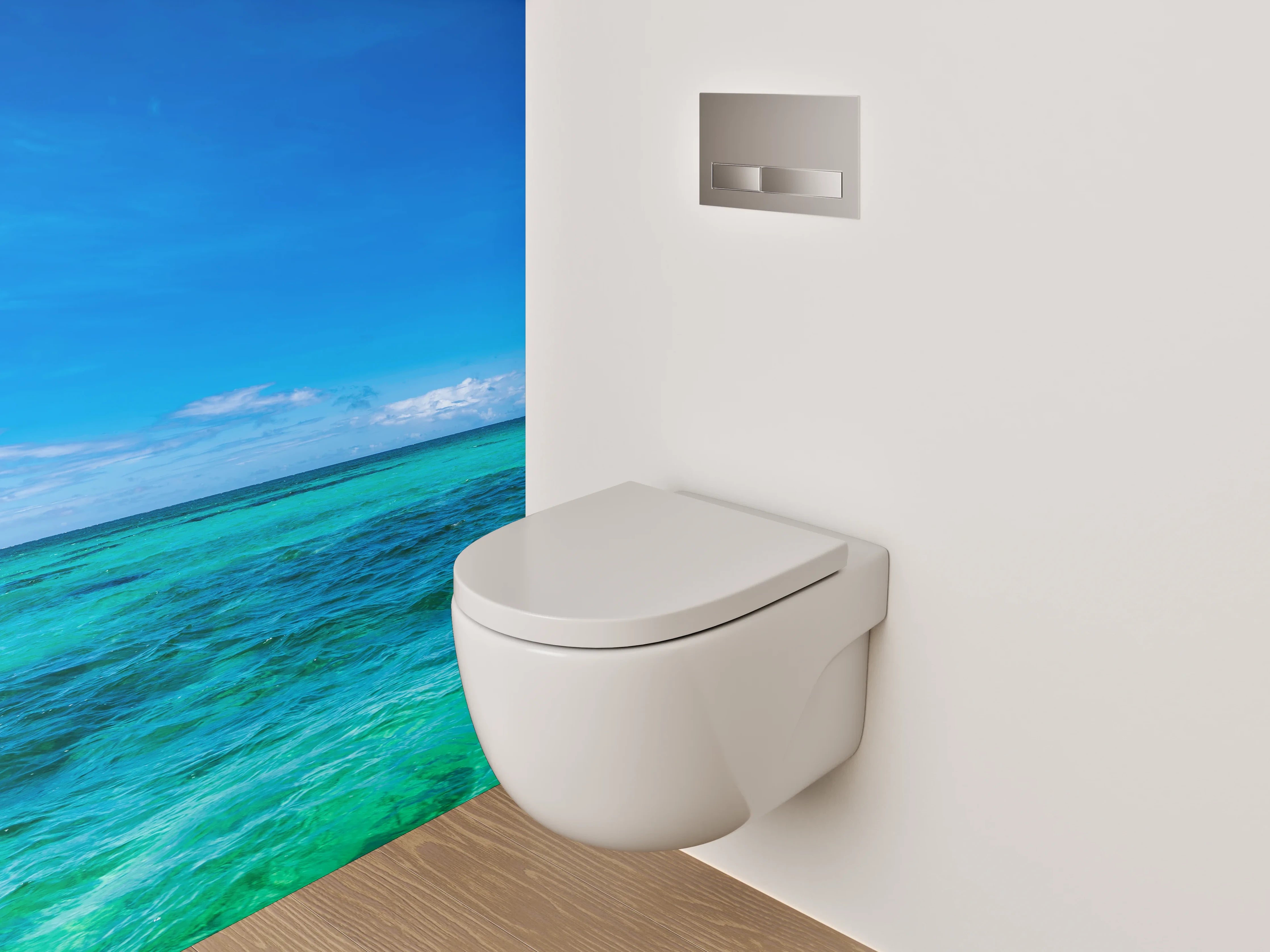 WC-Rückwand - Türkises Meer und blauer Himmel