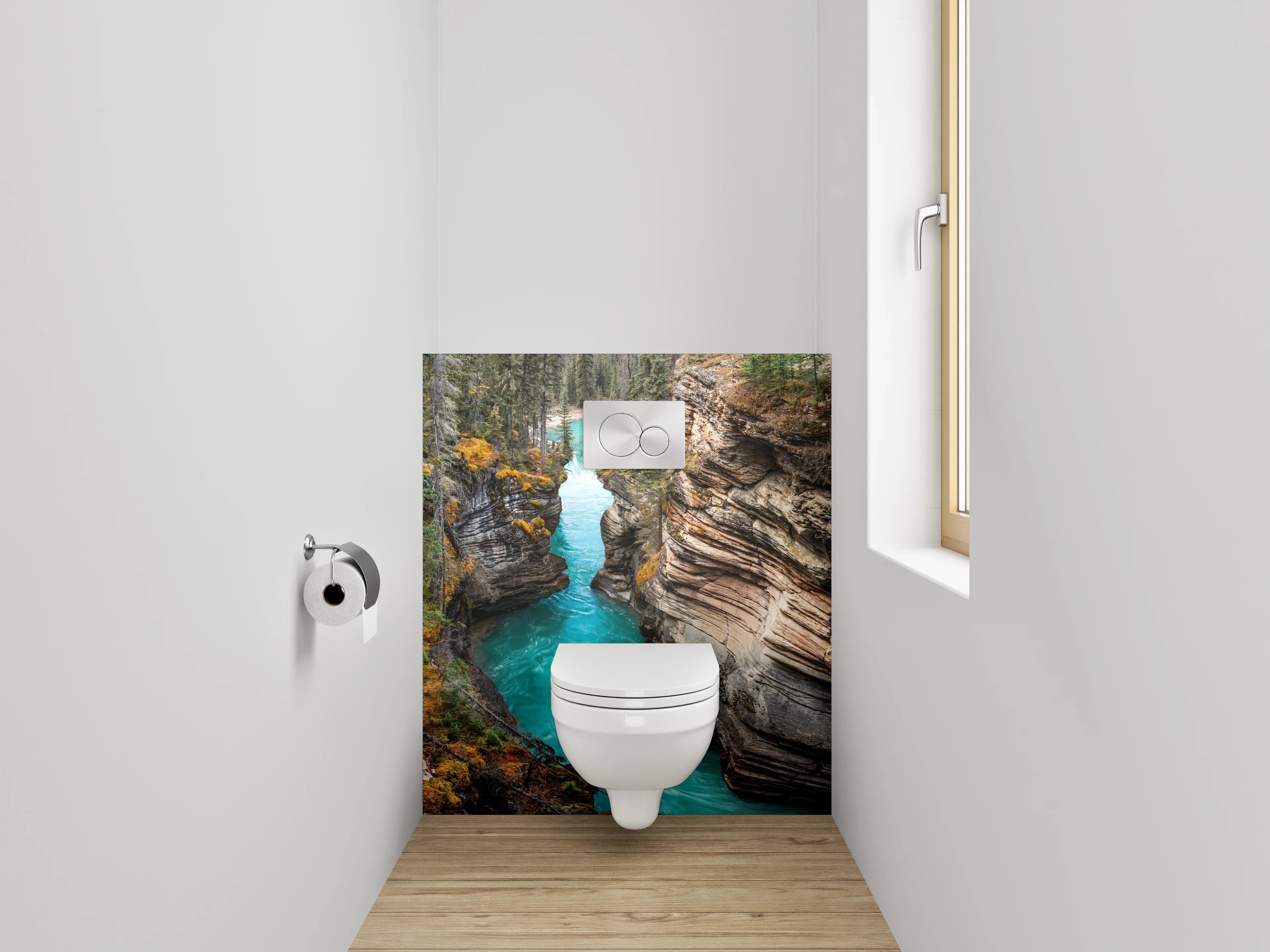 WC-Rückwand - Türkisfarbener Fluss durch Felsenschlucht