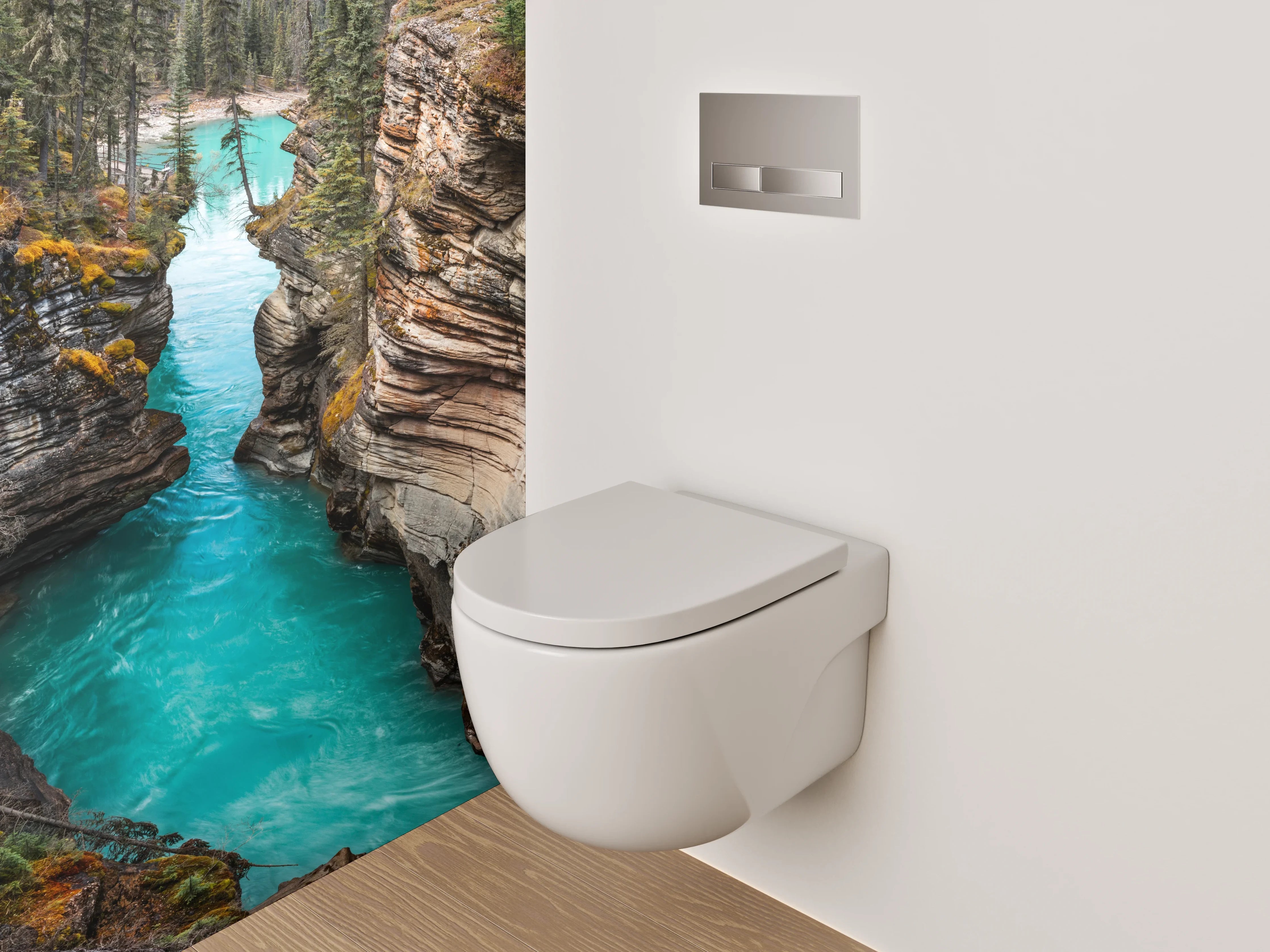 WC-Rückwand - Türkisfarbener Fluss durch Felsenschlucht