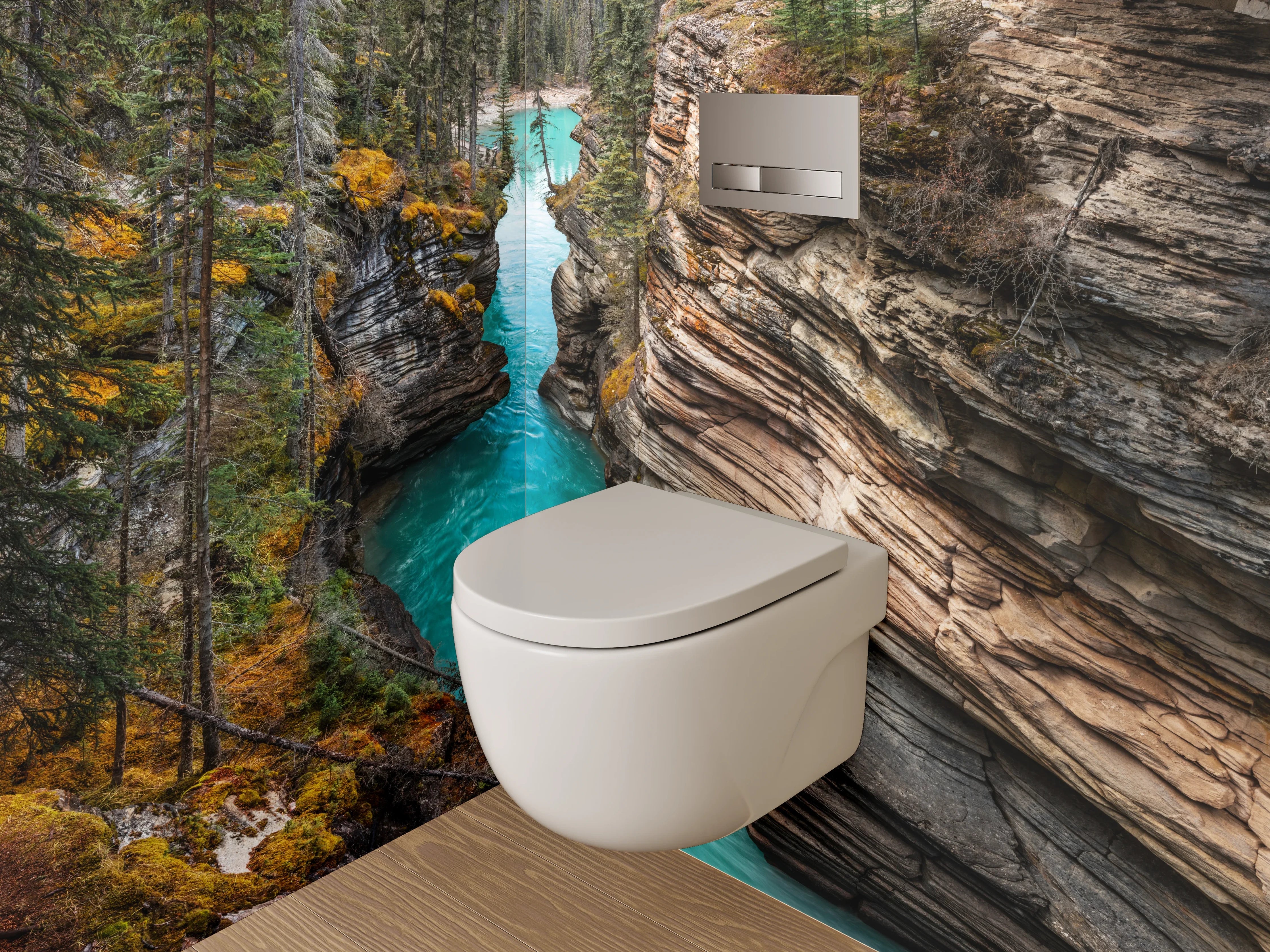 WC-Rückwand - Türkisfarbener Fluss durch Felsenschlucht