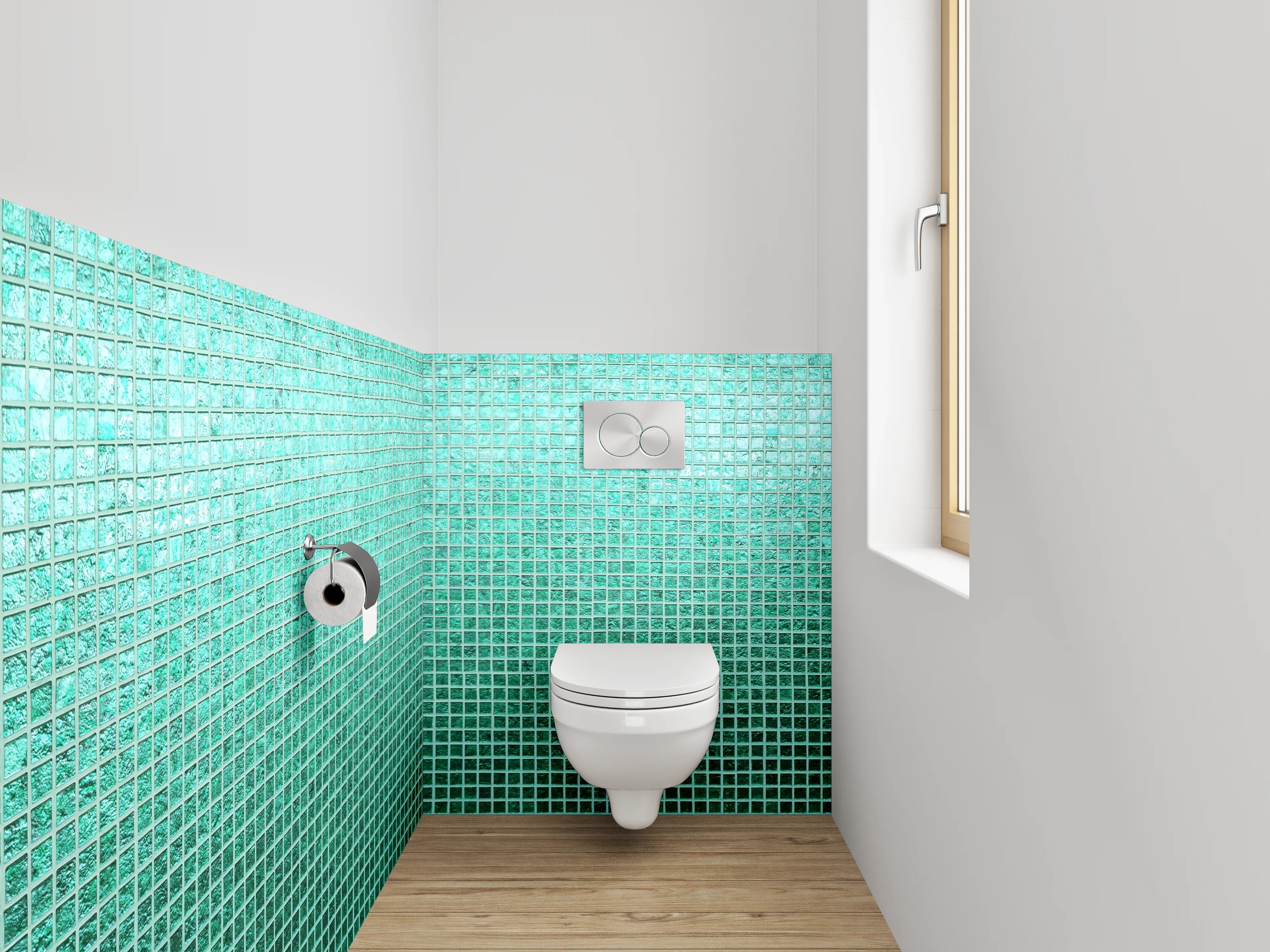 WC-Rückwand - Türkisgrünes Mosaik Fliesenmotiv