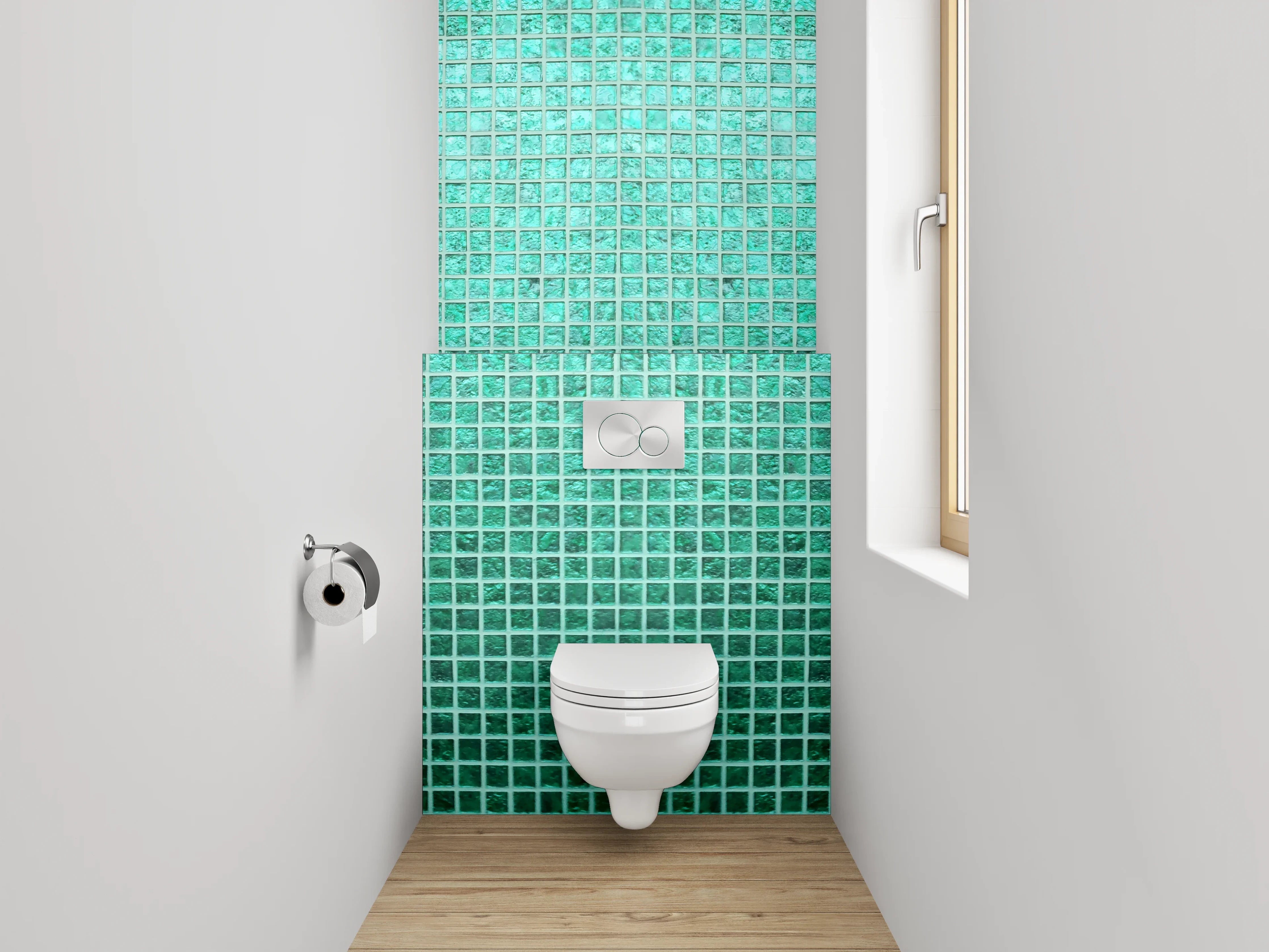 WC-Rückwand - Türkisgrünes Mosaik Fliesenmotiv