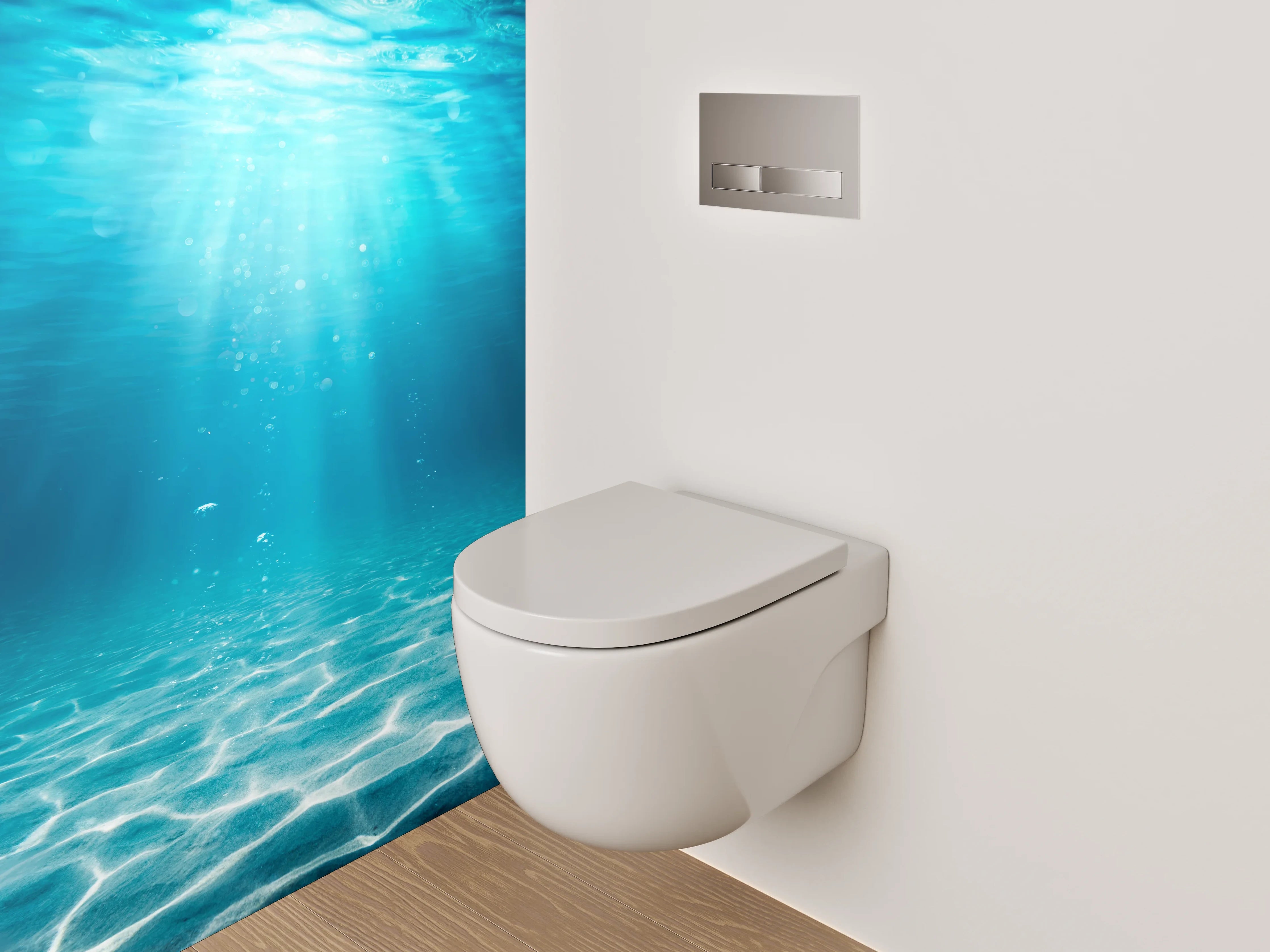 WC-Rückwand - Unterwasser Sonnenstrahlen Meeresboden Fototapete